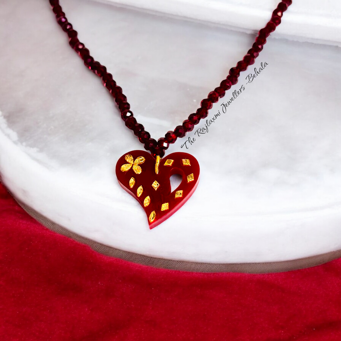 TRJ (PPN) LASER PASTING HEART DESIGN KDM GOLD POLA PENDANT (MINI) 1 PIECE WITH ADJUSTABLE TASSEL (50 TONCH) BEST FOR GIFT APPROX WGT: 0.150 GM SOLD ON MRP BY RAJLAXMI.