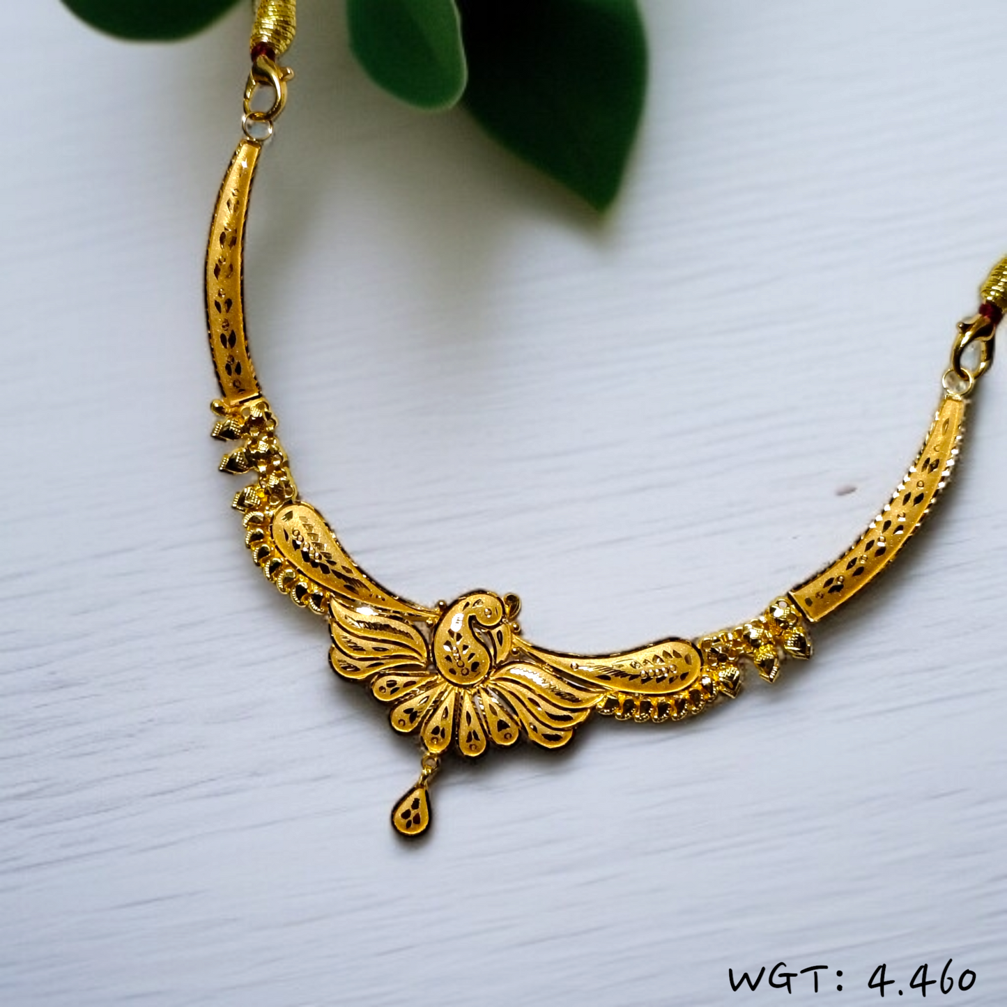 RAJLAXMI WGT: 4.460 GM APPROX HUID HALLMARK 22KT GOLD NECKLACE 1 PIECE WITH ADJUSTABLE TASSEL.