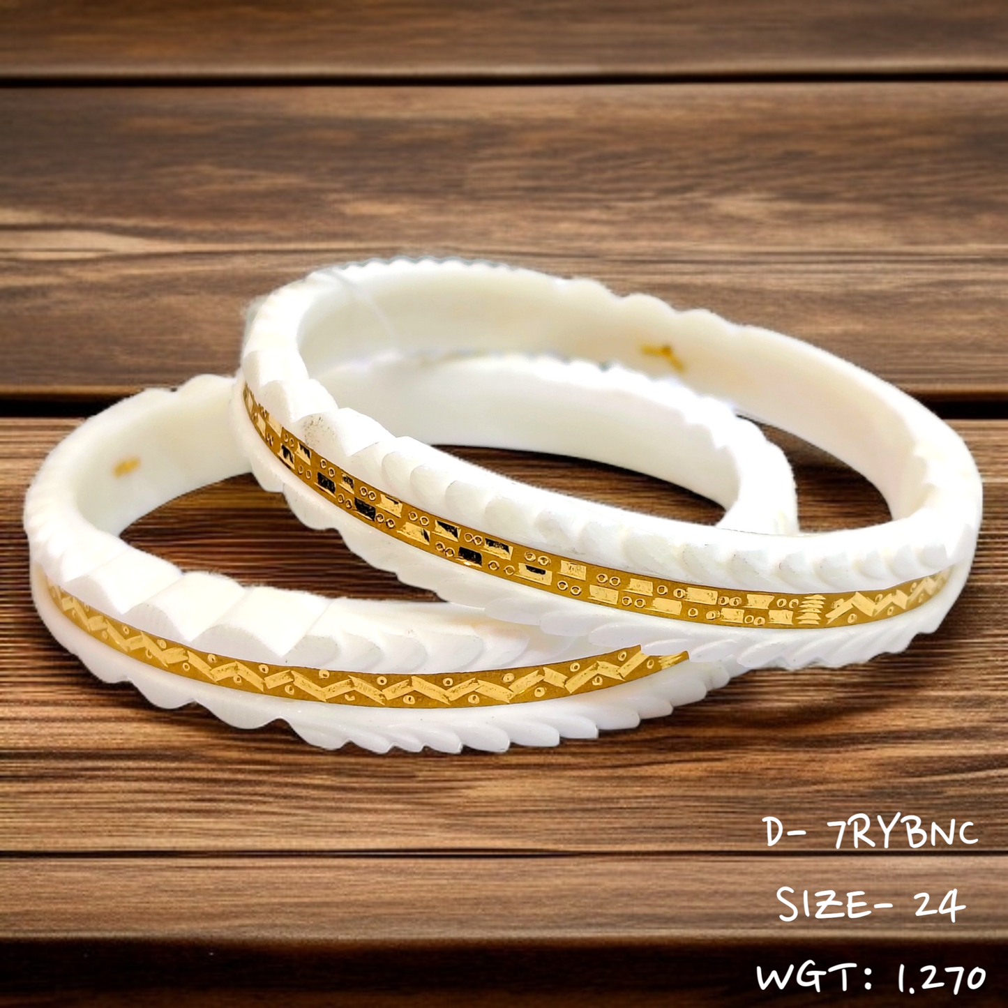 TRJ D- 7RYBNC (SIZE: 24) WGT: 1.270 GM APPROX HUID HALLMARK 22KT GOLD SAKHA BANGLES 1 PAIR DESIGN FOR REGULAR USE.