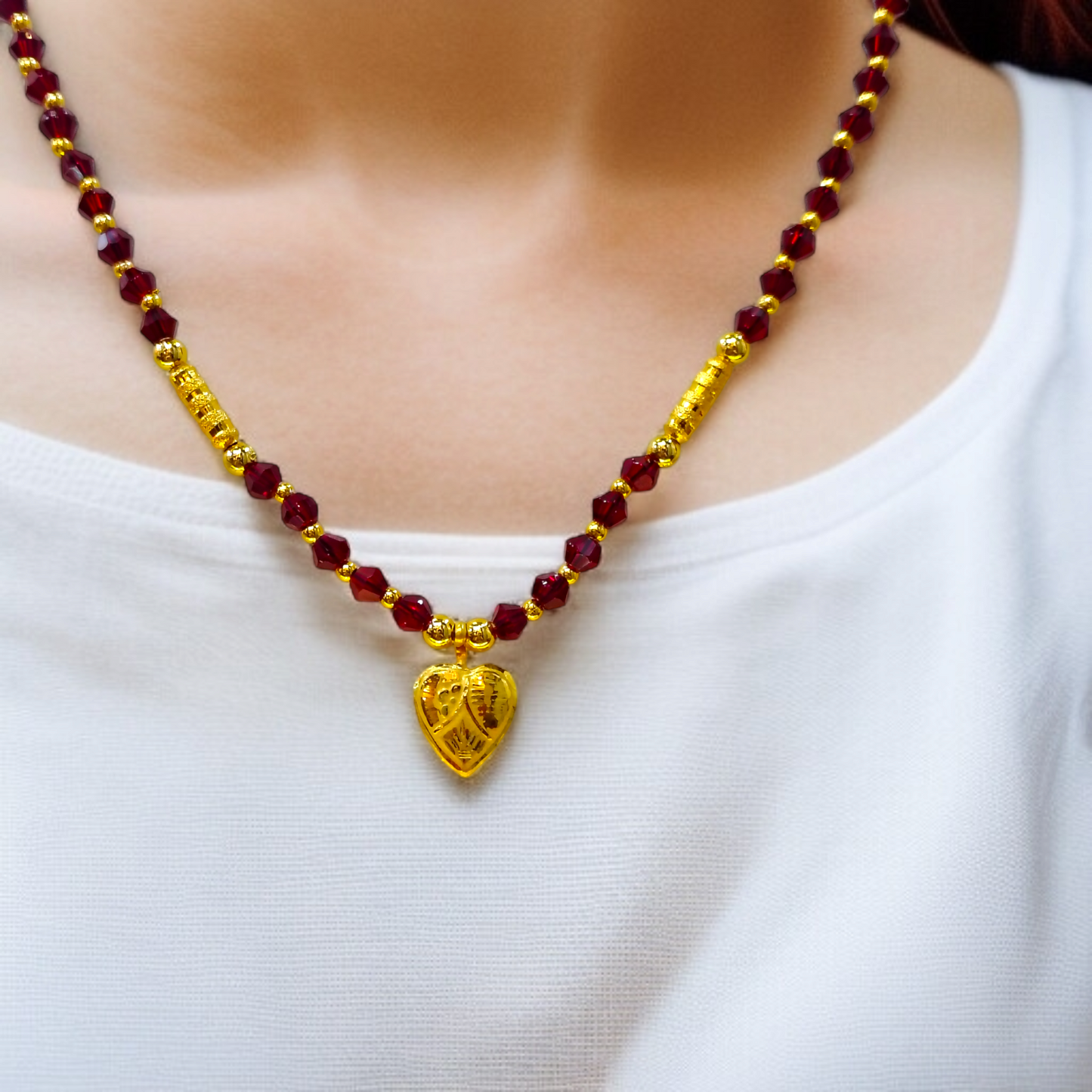 HEART DESIGN (WGT: 0.160 GM APPROX) KDM GOLD LOCKET 1 PIECE WITH TASSEL (50 TONCH) BEST FOR GIFT IN MARRIAGE.