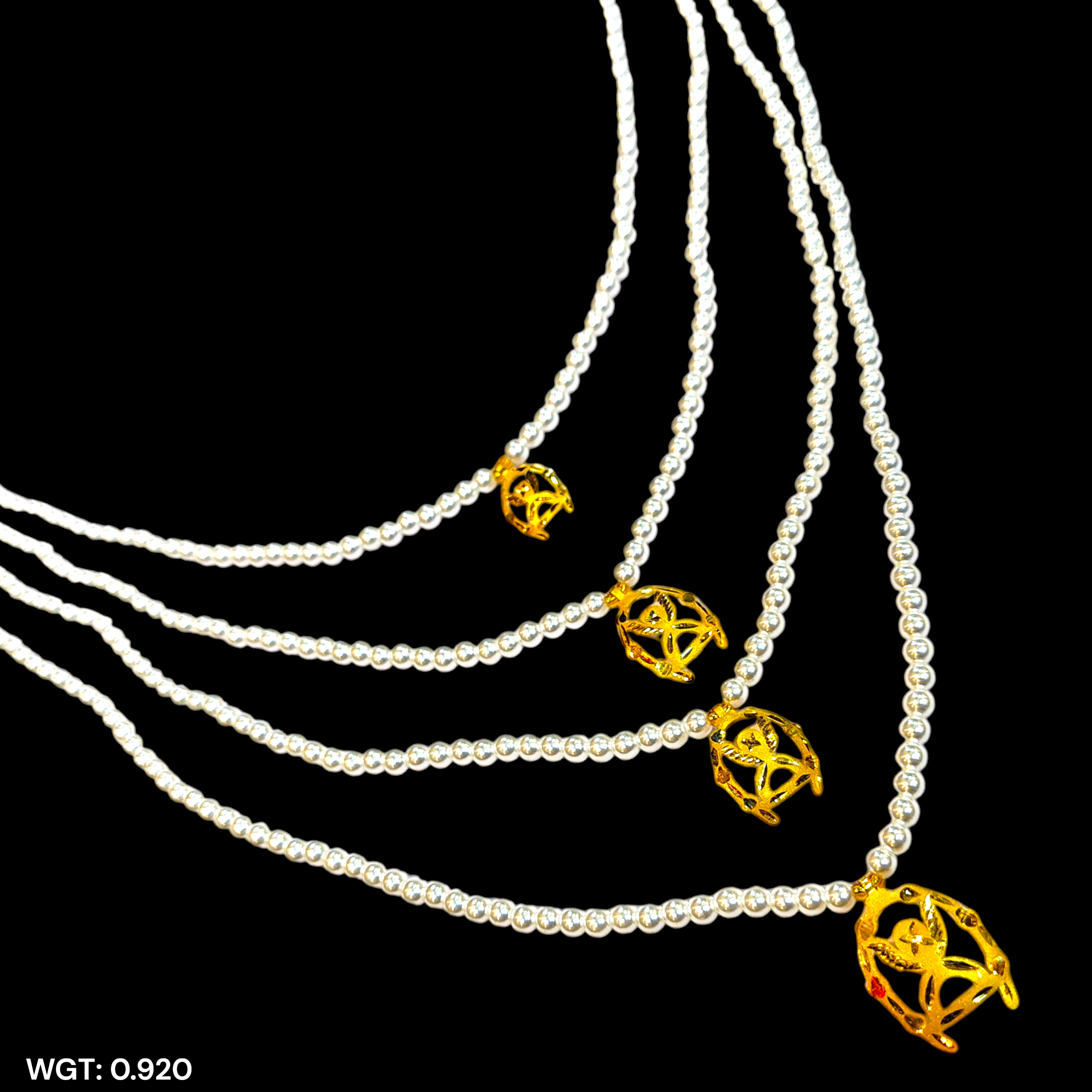 (GMH) TRJ WGT: 0.920 GM APPROX 22KT HUID HALLMARK GOLD MOTI LAHORI NECKLACE 1 PIECE WITH ADJUSTABLE TASSEL.