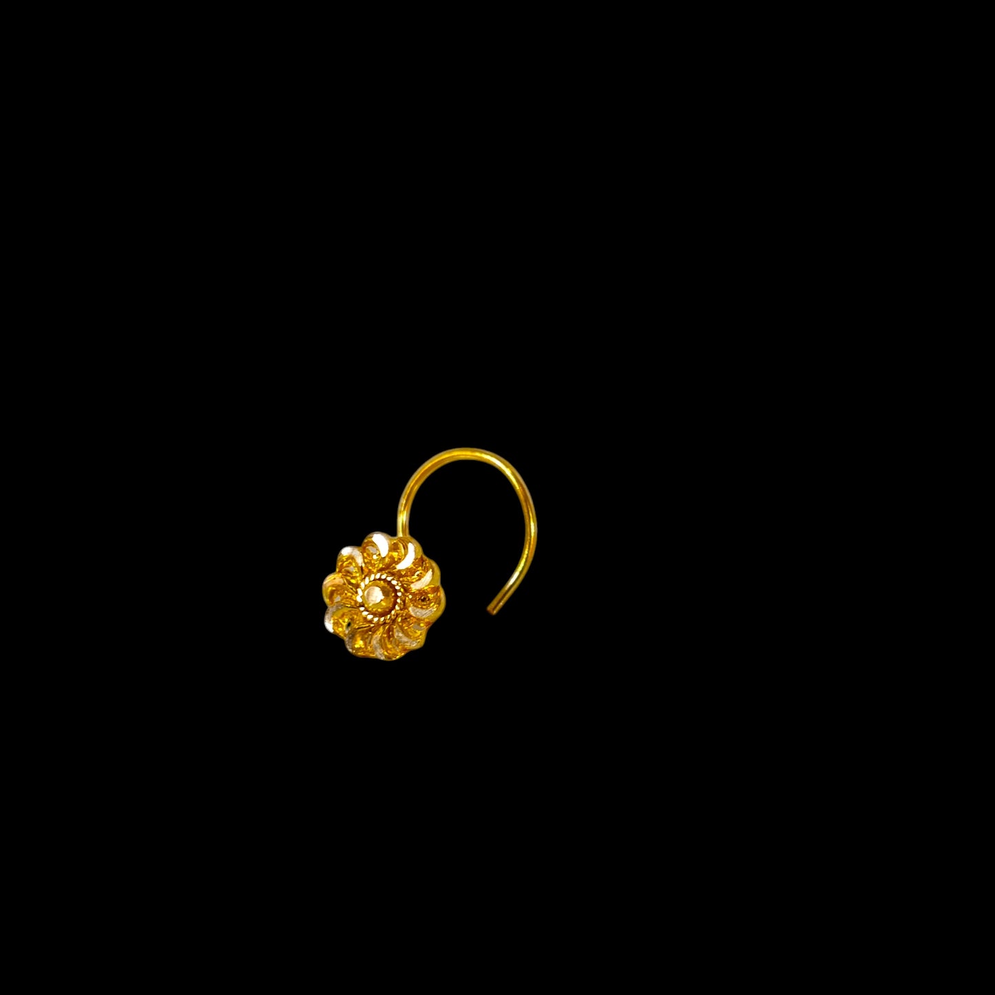 (ODJ) RAJLAXMI 3MM 9KT KDM GOLD NOSEPIN PESS DESIGN 1 PIECE APPROX WGT: 0.100 GM FOR BEST GIFT IN MARRIAGE & ANIVERSARY FOR WOMEN.