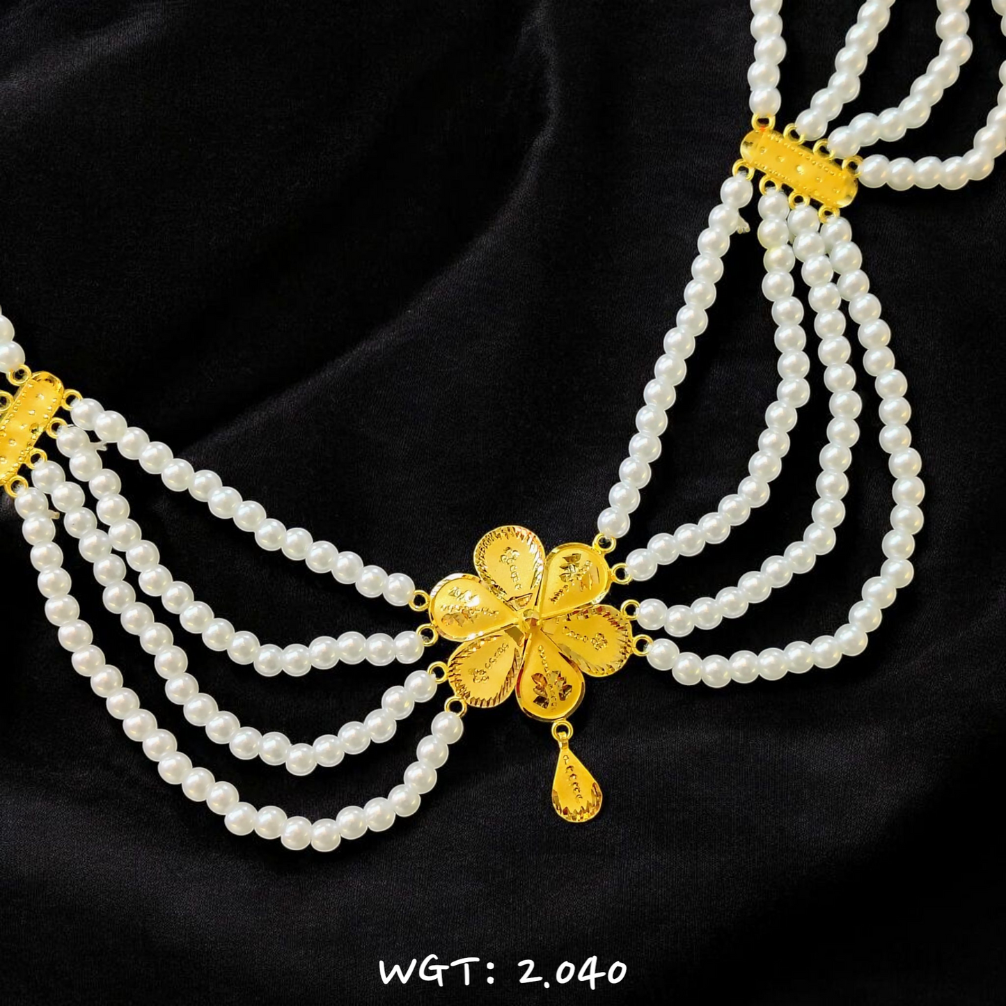 RAJLAXMI WGT: 2.040 GM APPROX HUID HALLMARK 22KT GOLD MOTI NECKLACE 1 PIECE WITH ADJUSTABLE TASSEL.