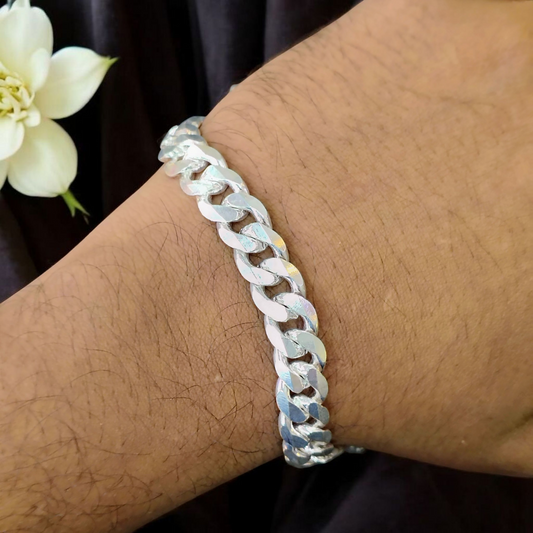 FESTIVE SILVER OFFER (ITALIAN IMPORTED JEWELLERY) BIS CERTIFIED HALLMARK 925 SILVER WRISTLET WGT: 35.050 GRAM 9" INCH FOR MEN 1 PIECE (REGULAR USE) - SOLD ON MRP.