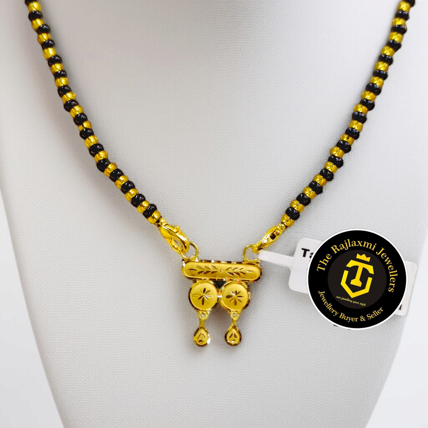 TRJ 18KT HUID HALLMARK GOLD SOUTH INDIAN STYLE PENDANT MANGALSUTRA 1 PIECE WITH TASSEL.