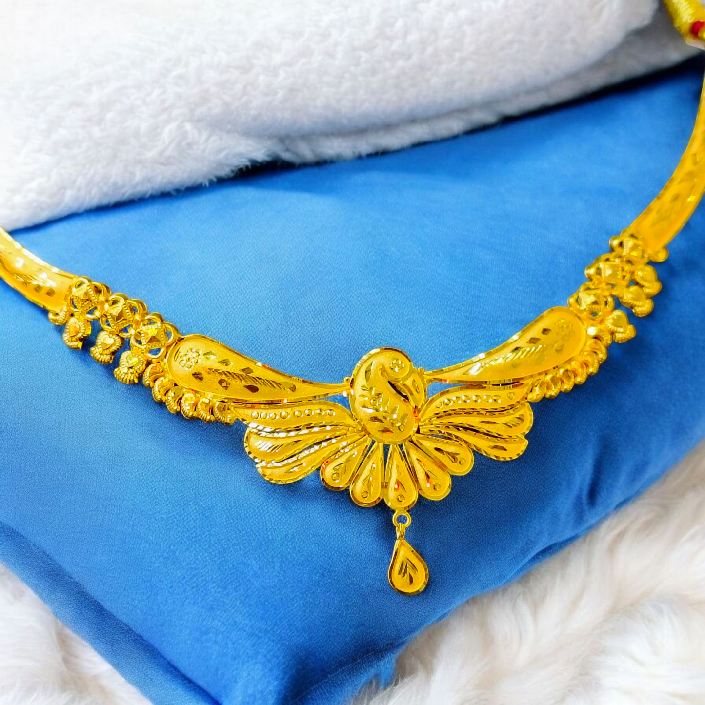 (GCN22) BIS CERTIFIED HUID HALLMARK 916 22KT GOLD NECKLACE CHOKER (APPROX WGT: 4.730 GM) 1 PIECE FOR WOMEN.