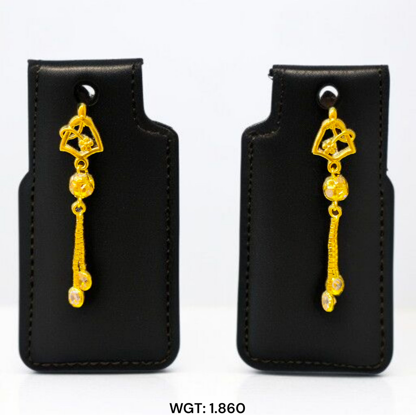 (GER22) BIS CERTIFIED WGT: 1.860 GM APPROX HUID HALLMARK 916 22KT GOLD EARRINGS KANBALA 1 PAIR FOR WOMEN.