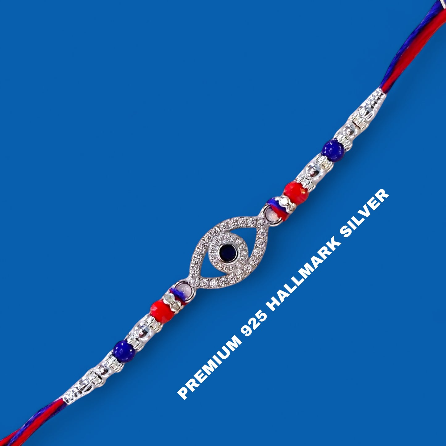 (RAKHI GIFTS) 925 HALLMARK SILVER RAKHI FOR RAKSHA BANDHAN GIFT FOR YOUR LOVING BROTHER (FREE DAIRYMILK CHOCOLATE INSIDE).