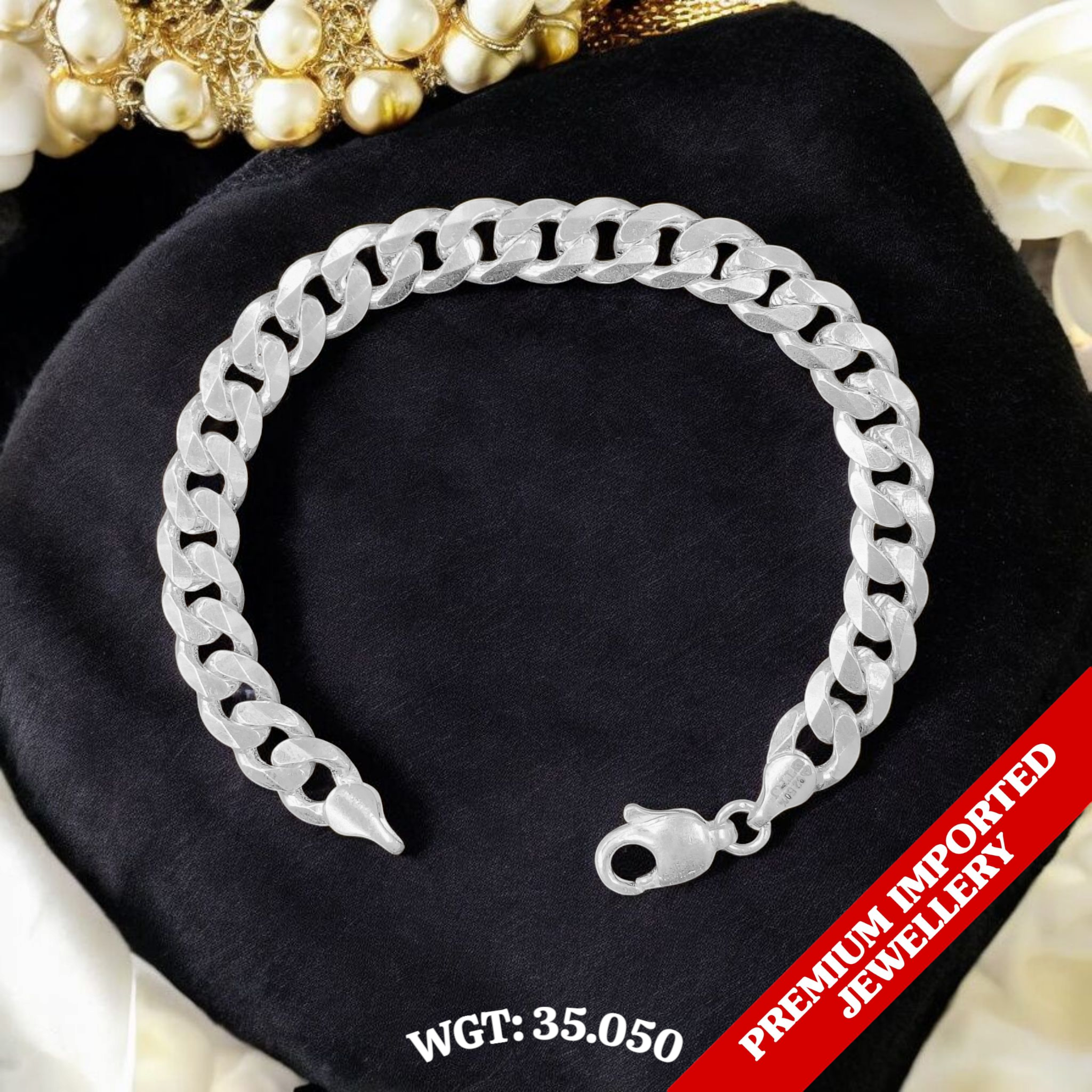 SWL-(ITALIAN IMPORTED JEWELLERY) BIS CERTIFIED HALLMARK 925 SILVER WRISTLET WGT: 35.050 GRAM 9" INCH FOR MEN 1 PIECE (REGULAR USE) - SOLD ON MRP.