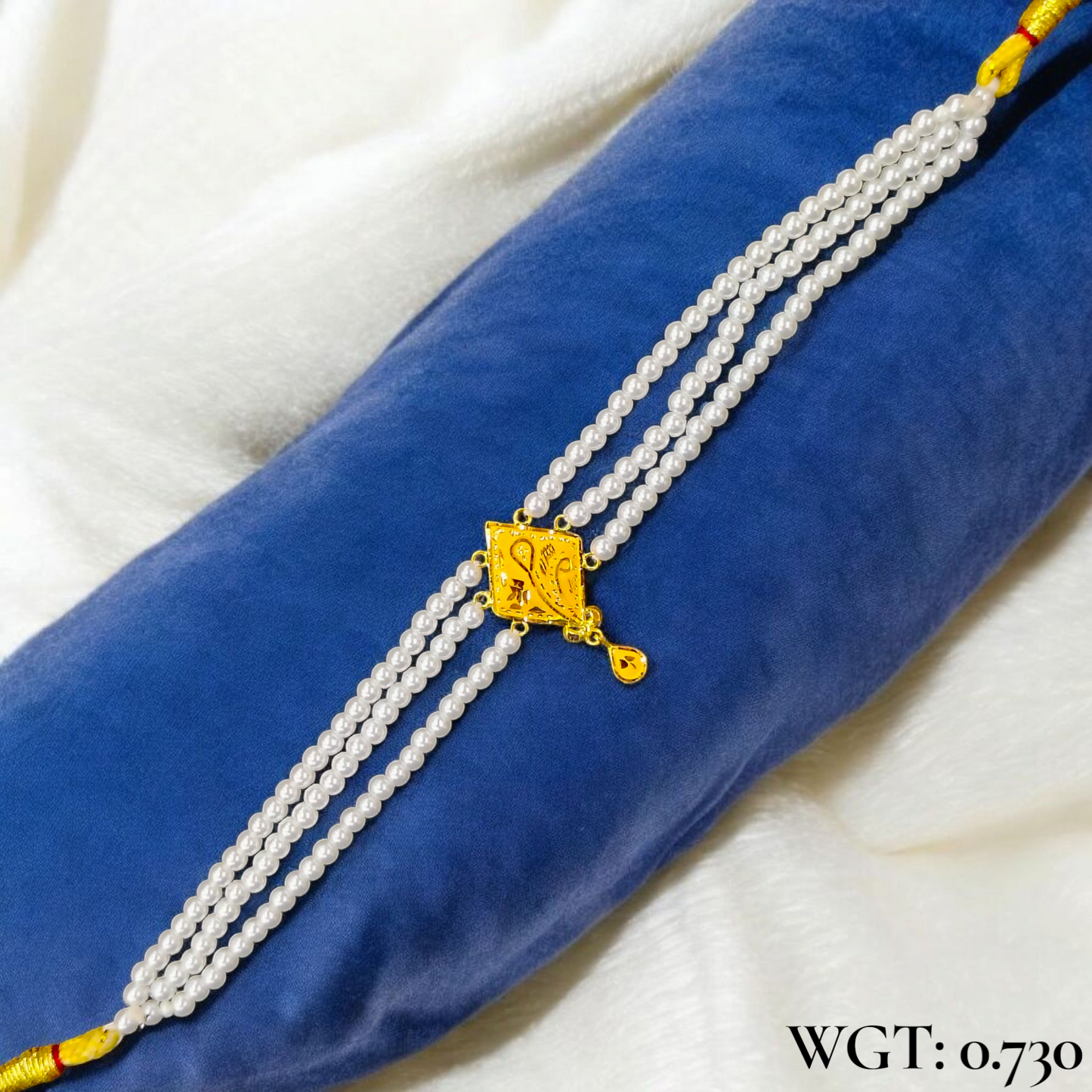 CERTIFIED BIS HUID HALLMARK 916 22KT GOLD MOTI CHOKER 1 PIECE (WGT:0.730 GM) WITH ADJUSTABLE TASSEL FOR GIFT IN MARRIAGE.