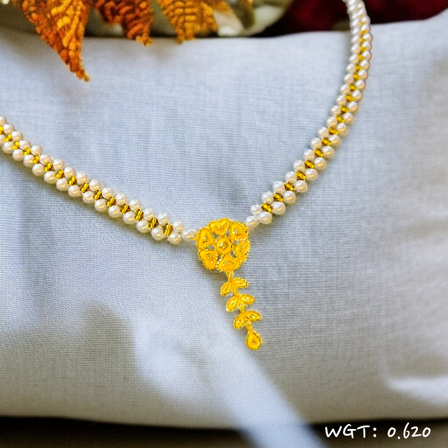 TRJ WGT: 0.620 GM APPROX KDM GOLD MOTI PENDANT 1 PIECE WITH ADJUSTABLE TASSEL (50 TONCH).