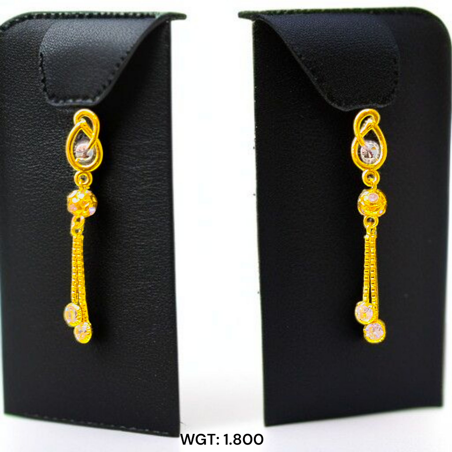 (GER22) BIS CERTIFIED WGT: 1.800 GM APPROX HUID HALLMARK 916 22KT GOLD EARRINGS KANBALA 1 PAIR FOR WOMEN.