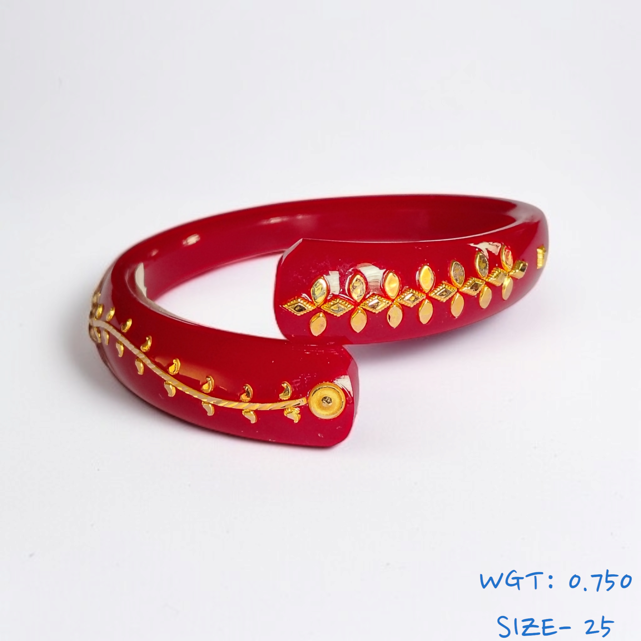 GBP18 (SIZE- 25) RED COLOUR 18KT HALLMARK GOLD BRACELET POLA 1 PIECE FOR MARRIED WOMEN (REGULAR USE) APPROX WGT: 0.750 GM