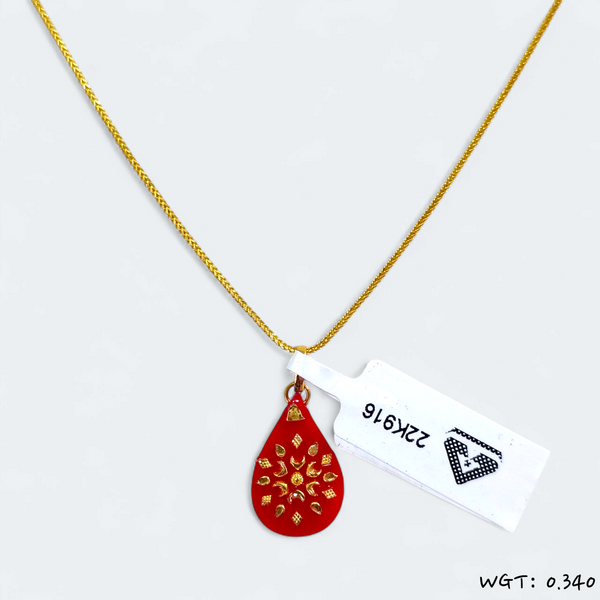 CERTIFIED BIS HUID HALLMARK 916 22KT GOLD POLA PENDANT LOCKET (WGT: 0.340 GM APPROX) 1 PIECE WITH ADJUSTABLE TASSEL (CHAIN NOT INCLUDED)