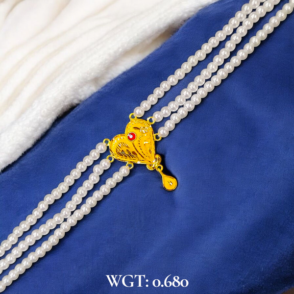 (GREAT FREEDOM OFFER) CERTIFIED BIS HUID HALLMARK 916 22KT GOLD MOTI CHOKER 1 PIECE (WGT:0.680 GM) WITH ADJUSTABLE TASSEL FOR GIFT IN MARRIAGE.