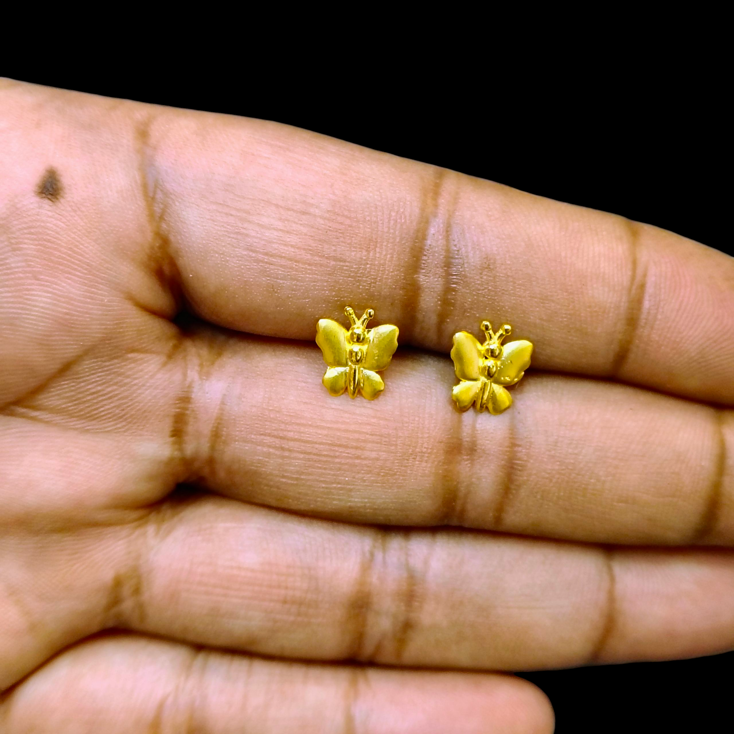 (GSE9) TRJ BABY TOPS WGT: 0.750 GM APPROX BIS CERTIFIED HUID HALLMARK 9KT GOLD STUD EARRINGS FOR WOMEN 1 PAIR FOR REGULAR USE.