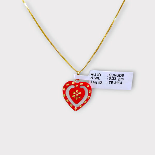 CERTIFIED BIS HUID HALLMARK 916 22KT GOLD POLA PENDANT LOCKET (WGT: 0.330 GM APPROX) 1 PIECE WITH ADJUSTABLE TASSEL (CHAIN NOT INCLUDED)