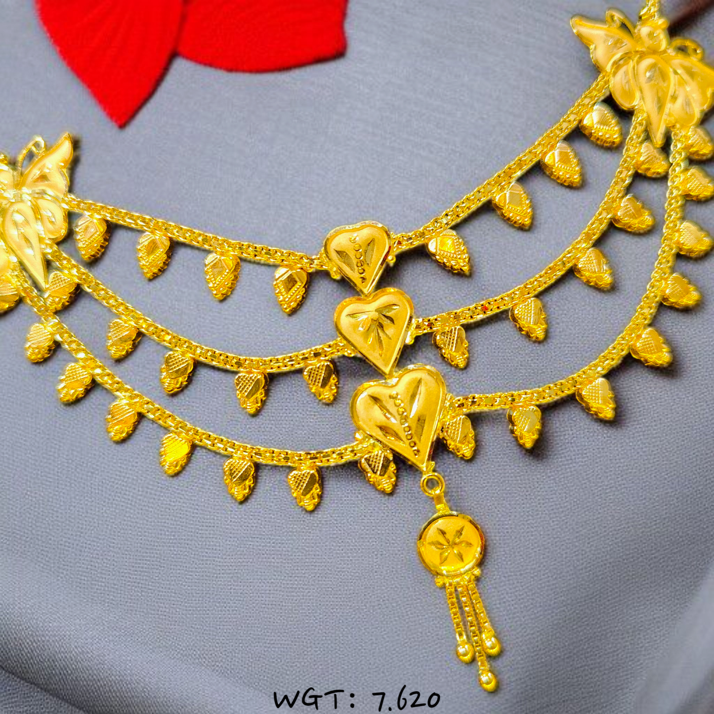 RAJLAXMI WGT: 7.620 GM APPROX HUID HALLMARK 22KT GOLD NECKLACE 1 PIECE WITH ADJUSTABLE TASSEL.