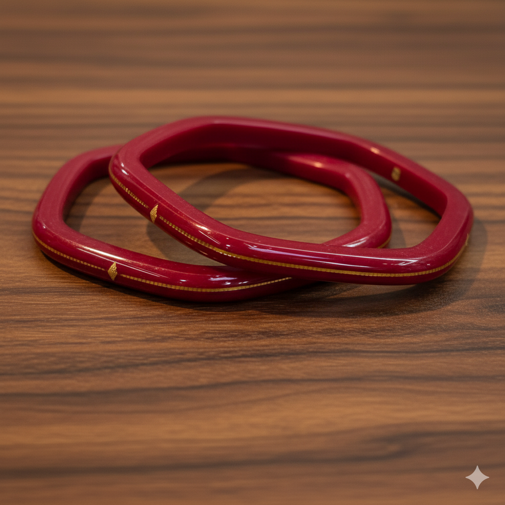 TRJ FOOTBALL RED HUID HALLMARK 22KT GOLD LAMINATION POLA BANGLES FACEBOOK VIRAL POLA APP. WGT: 0.100 GM (FUTURE EXCHANGE VALUE 25% OF PRODUCT PRICE IN BILL WITH ANY JEWELLERY).