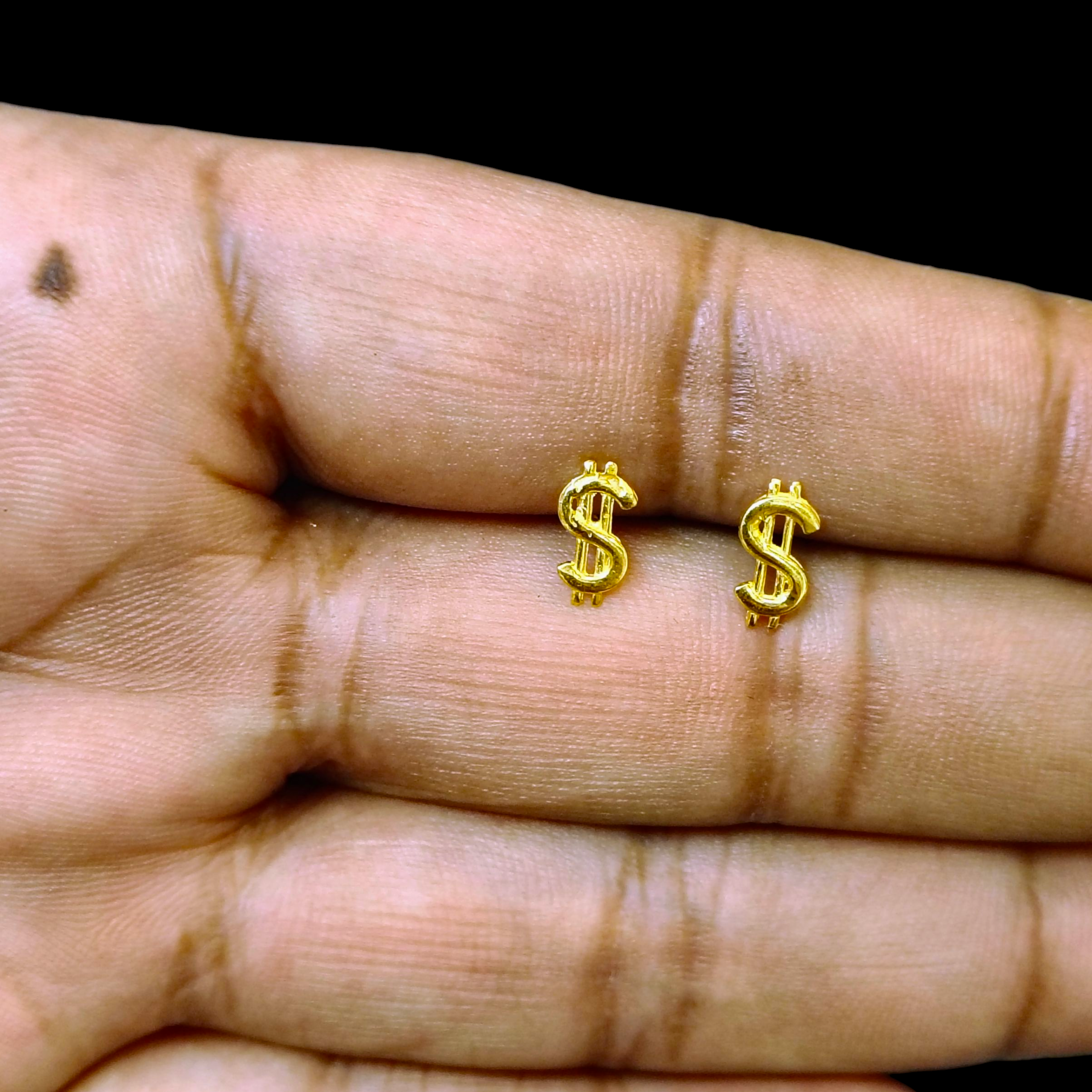 (GSE9) TRJ BABY TOPS WGT: 0.460 GM APPROX BIS CERTIFIED HUID HALLMARK 9KT GOLD STUD EARRINGS FOR WOMEN 1 PAIR FOR REGULAR USE.