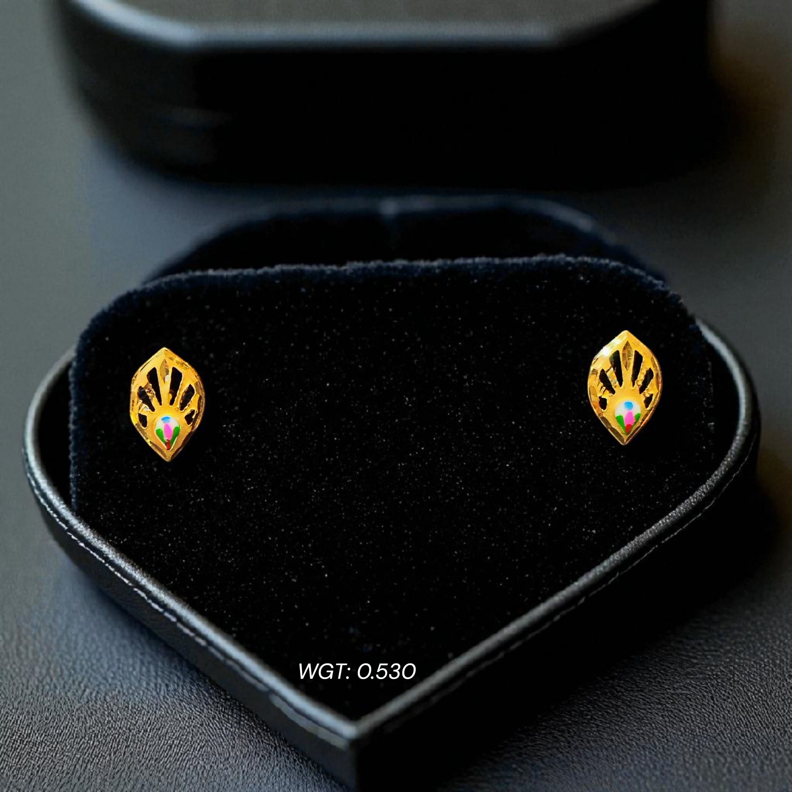 (GSE22) BIS CERTIFIED WGT: 0.530 GM APPROX HUID HALLMARK 916 22KT GOLD STUD EARRINGS 1 PAIR FOR WOMEN.