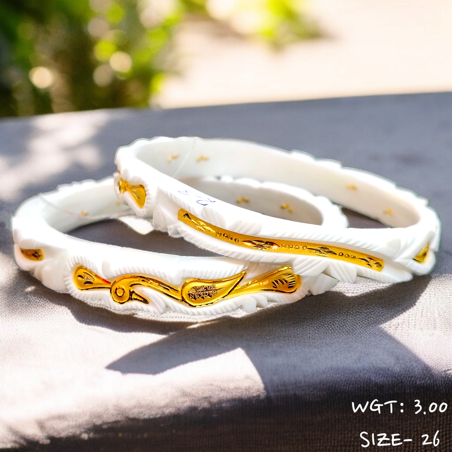 TRJ (SIZE: 26) WGT: 3.00 GM APPROX HUID HALLMARK 22KT GOLD SAKHA BANGLES 1 PAIR DESIGN FOR REGULAR USE.