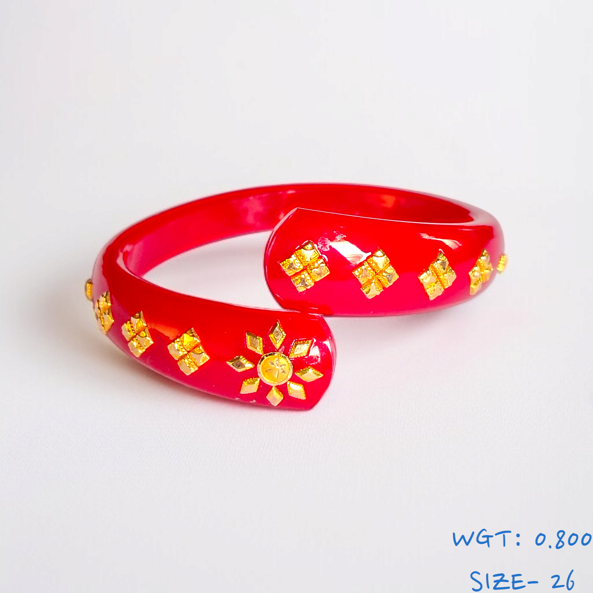 GBP18 (SIZE- 26) RED COLOUR 18KT HALLMARK GOLD BRACELET POLA 1 PIECE FOR MARRIED WOMEN (REGULAR USE) APPROX WGT: 0.800 GM