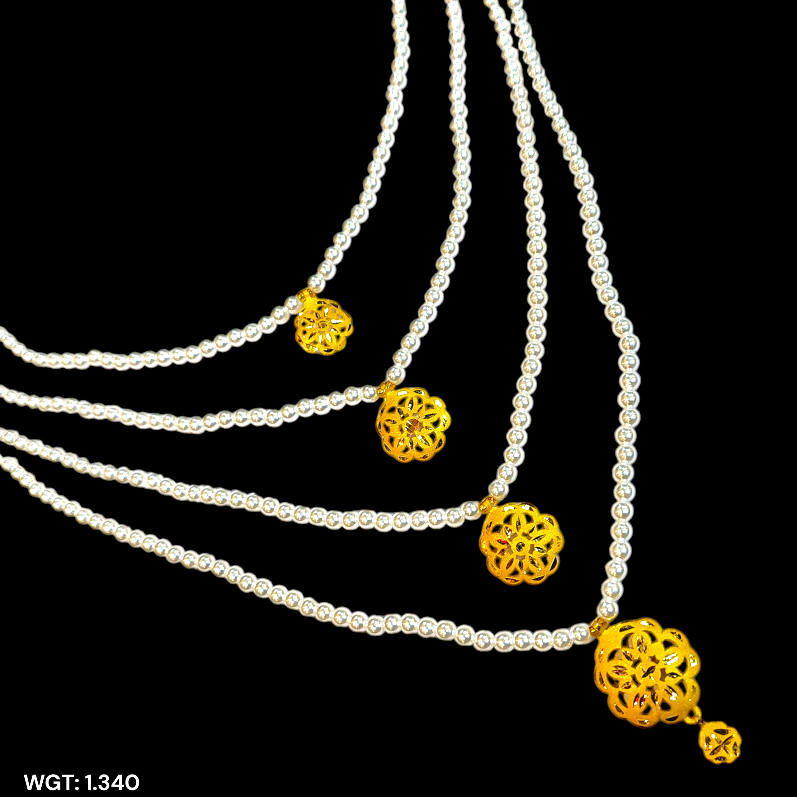 (GMH) TRJ WGT: 1.340 GM APPROX 22KT HUID HALLMARK GOLD MOTI LAHORI NECKLACE 1 PIECE WITH ADJUSTABLE TASSEL.