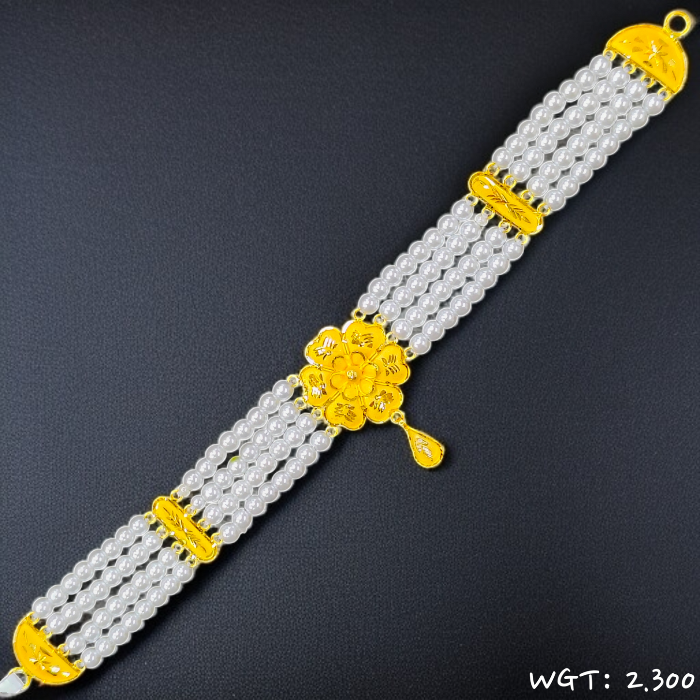 TRJ WGT: 2.300 GM APPROX 22KT HALLMARK HUID GOLD MOTI CHOKER 1 PIECE WITH ADJUSTABLE TASSEL.