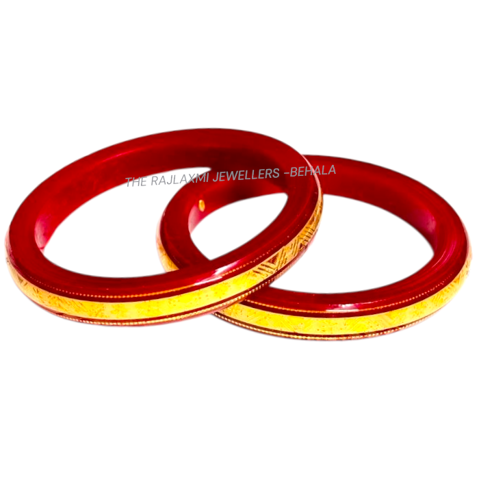 MAGNETIC RED (FACEBOOK VIRAL POLA) GOLDEN DETAILING LAMINATION POLA FULL SCALE DESIGN 1 PAIR FOR WOMEN - NON EXCHANGEABLE ITEM (GET ANY DESIGN AS PER AVAILABILITY)