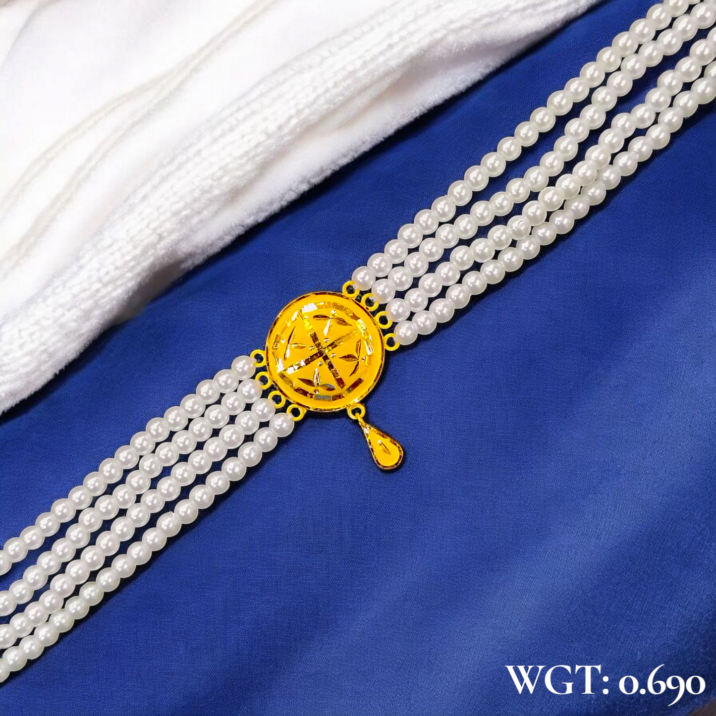CERTIFIED BIS HUID HALLMARK 916 22KT GOLD MOTI CHOKER 1 PIECE (WGT:0.690 GM) WITH ADJUSTABLE TASSEL FOR GIFT IN MARRIAGE.