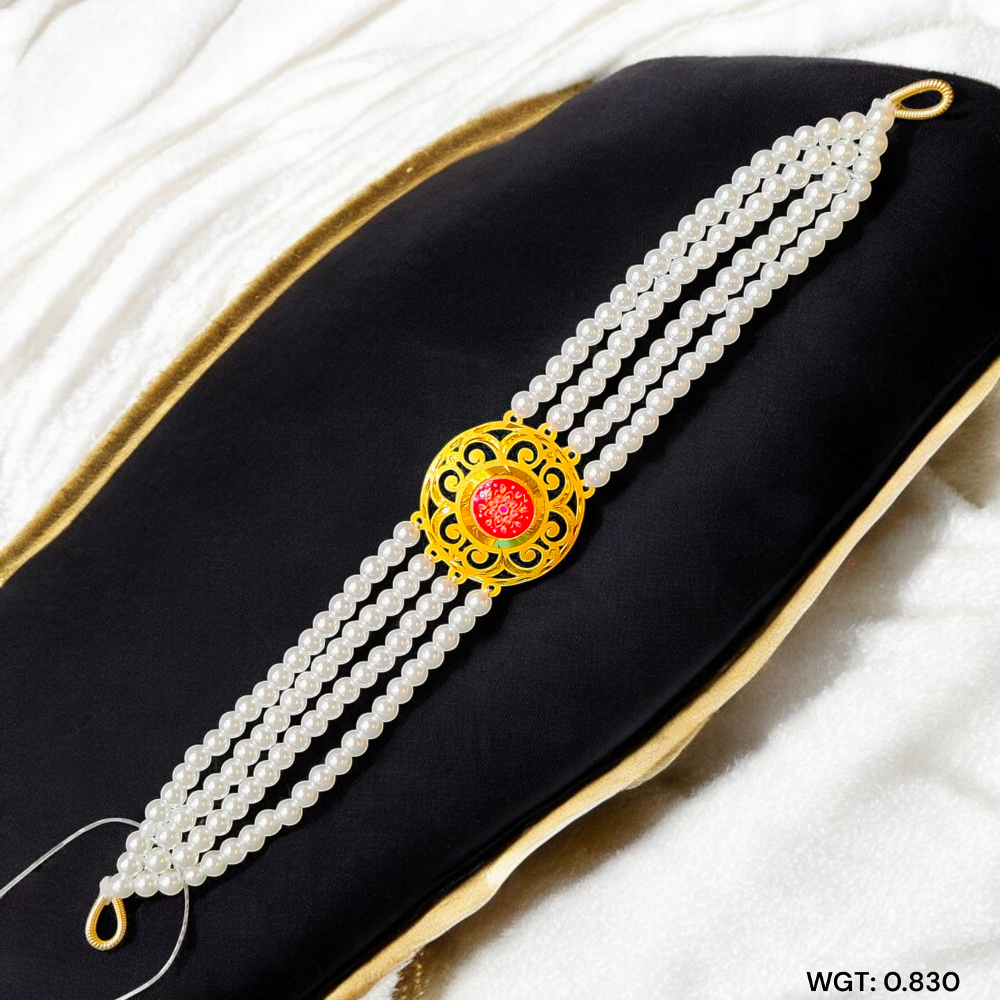 CERTIFIED BIS HUID HALLMARK 916 22KT GOLD MOTI CHOKER 1 PIECE (WGT:0.830 GM) WITH ADJUSTABLE TASSEL FOR GIFT IN MARRIAGE.