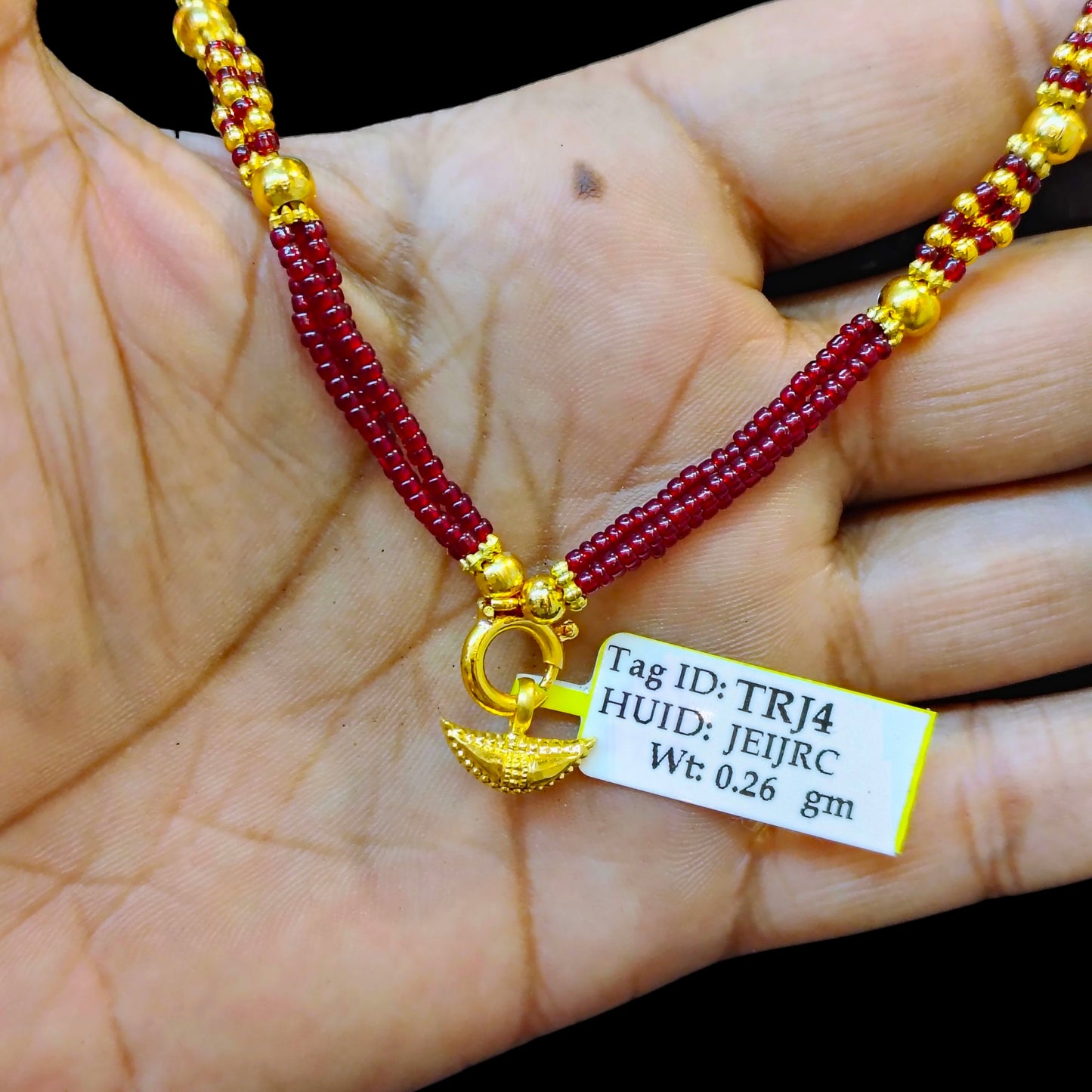(GLP22) JITIYA LOCKET WGT: 0.260 GM APPROX BIS CERTIFIED HUID HALLMARK 916 22KT GOLD LOCKET 1 PIECE FOR UNISEX (WITH ADJUSTABLE TUSSEL).