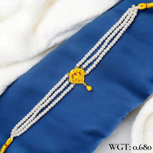 CERTIFIED BIS HUID HALLMARK 916 22KT GOLD MOTI CHOKER 1 PIECE (WGT:0.680 GM) WITH ADJUSTABLE TASSEL FOR GIFT IN MARRIAGE.