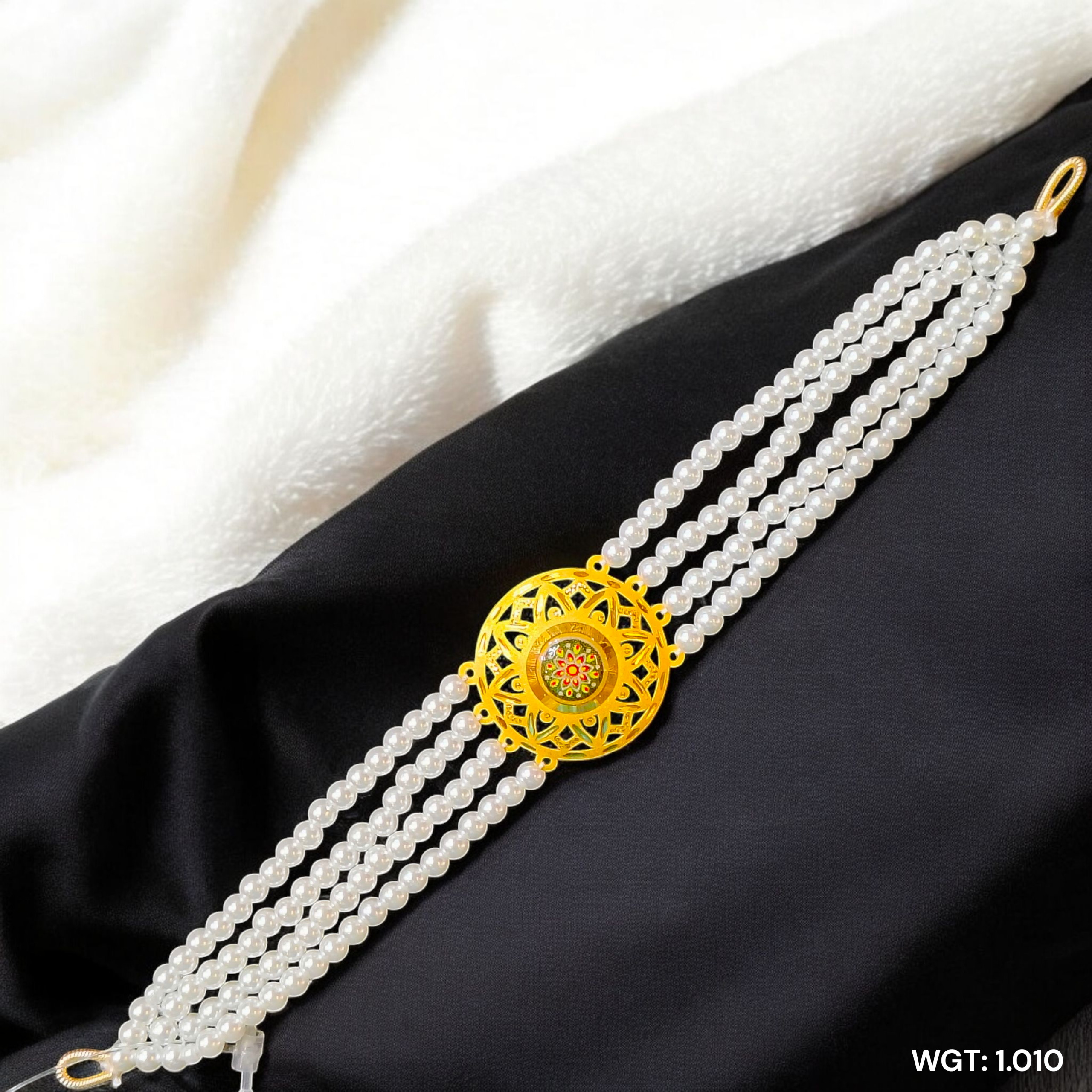 (GMC) CERTIFIED BIS HUID HALLMARK 916 22KT GOLD MOTI CHOKER 1 PIECE (WGT:1.010 GM) WITH ADJUSTABLE TASSEL FOR GIFT IN MARRIAGE.