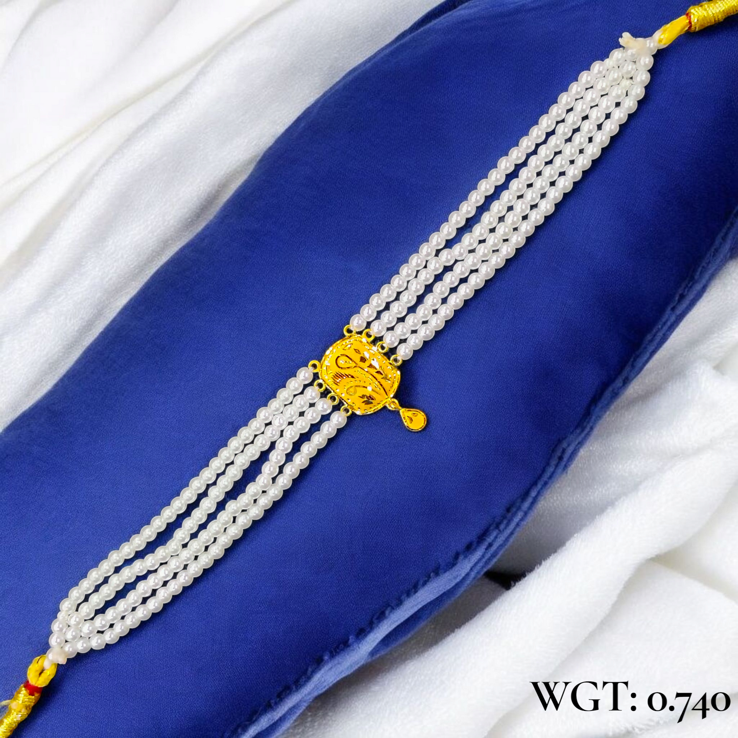 CERTIFIED BIS HUID HALLMARK 916 22KT GOLD MOTI CHOKER 1 PIECE (WGT:0.740 GM) WITH ADJUSTABLE TASSEL FOR GIFT IN MARRIAGE.