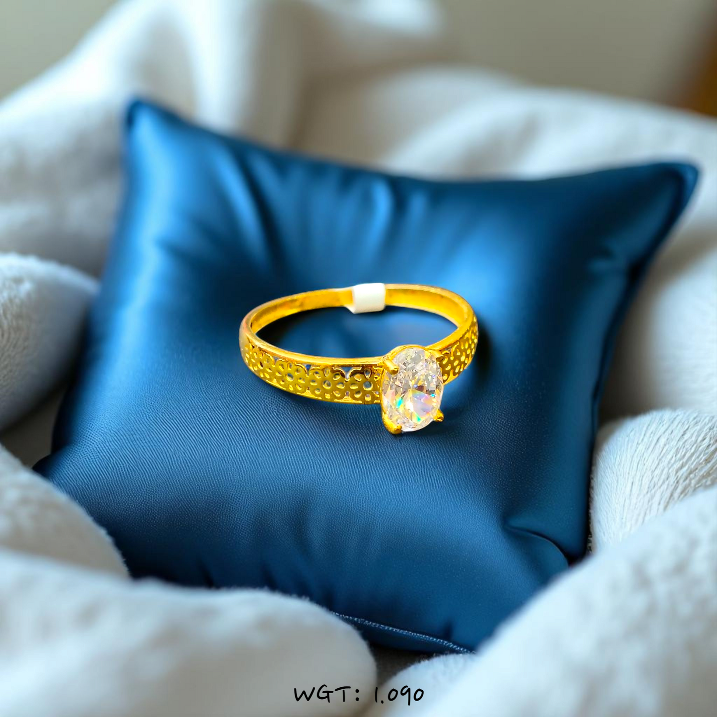 TRJ (SIZE: 16) CERTIFIED BIS HUID HALLMARK 750 18KT GOLD LADIES FINGER RING FOR WOMEN 1 PIECE (WGT: 1.090 GRAM APPROX) STUDDED WITH ITALIAN VVS QUALITY CZ STONE.