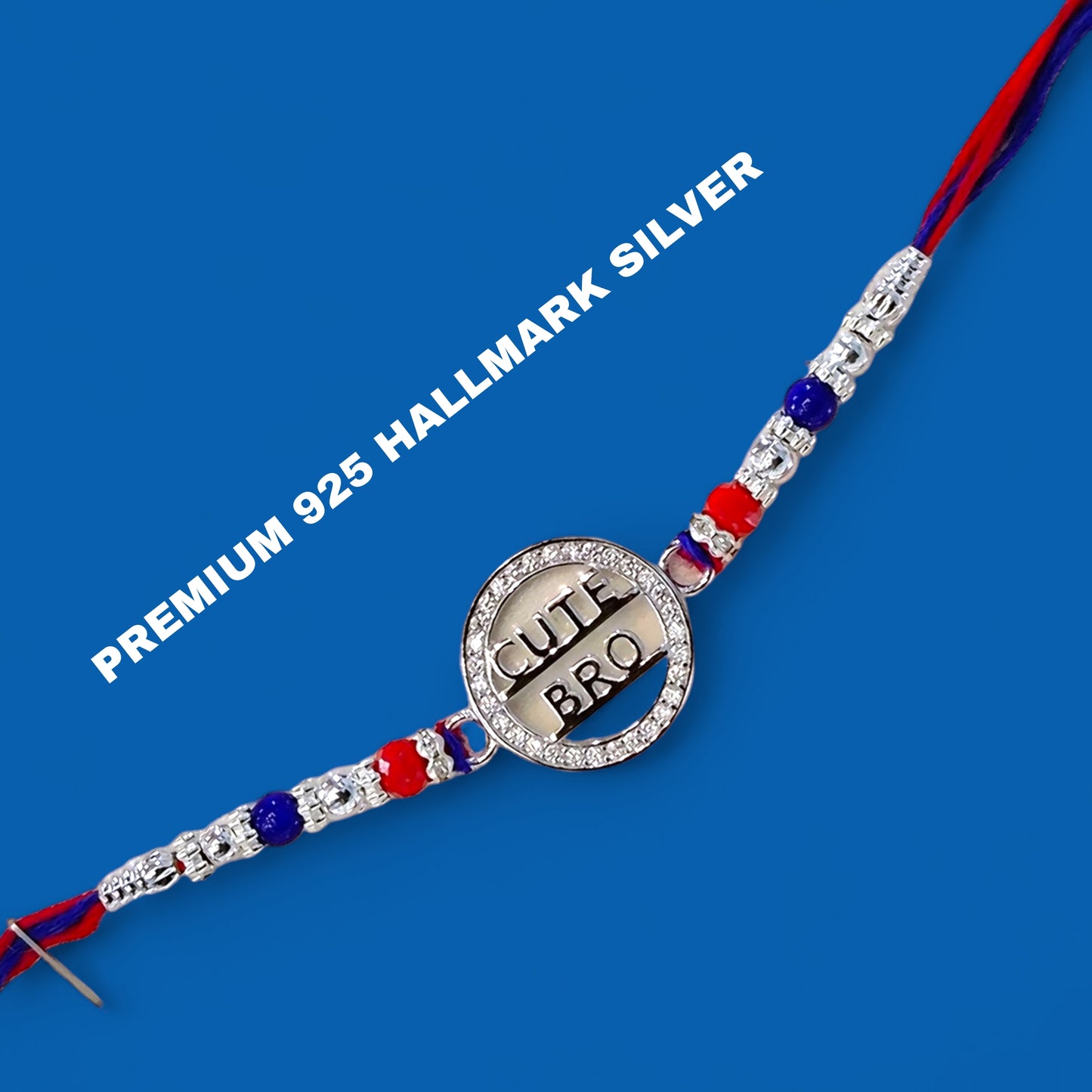 (RAKHI GIFTS) 925 HALLMARK SILVER RAKHI FOR RAKSHA BANDHAN GIFT FOR YOUR LOVING BROTHER (FREE DAIRYMILK CHOCOLATE INSIDE).