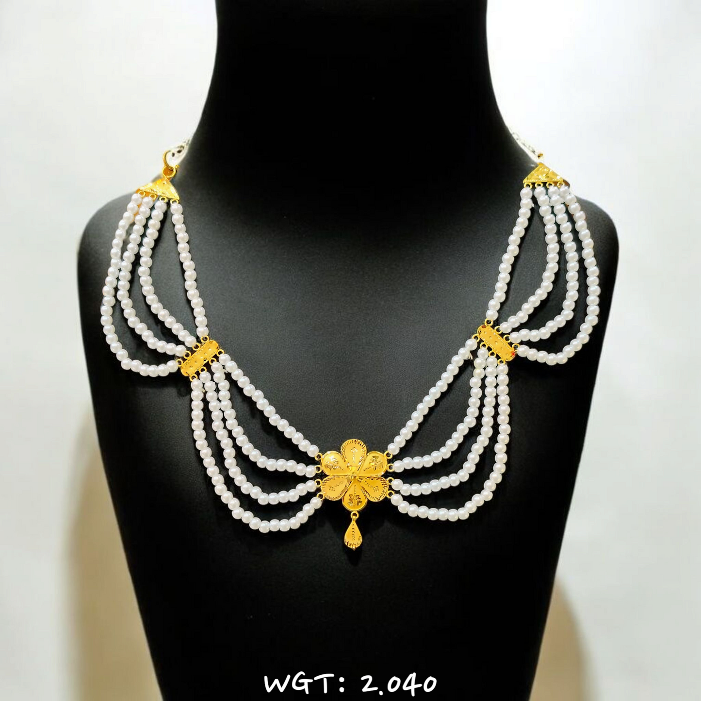 RAJLAXMI WGT: 2.040 GM APPROX HUID HALLMARK 22KT GOLD MOTI NECKLACE 1 PIECE WITH ADJUSTABLE TASSEL.