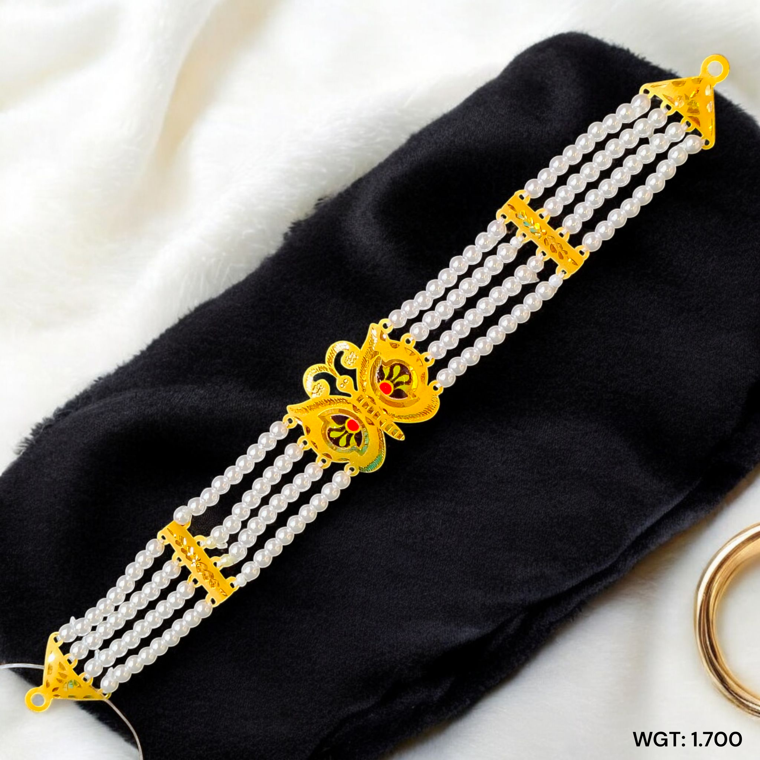 (GMC) CERTIFIED BIS HUID HALLMARK 916 22KT GOLD MOTI CHOKER 1 PIECE (WGT:1.700 GM) WITH ADJUSTABLE TASSEL FOR GIFT IN MARRIAGE.