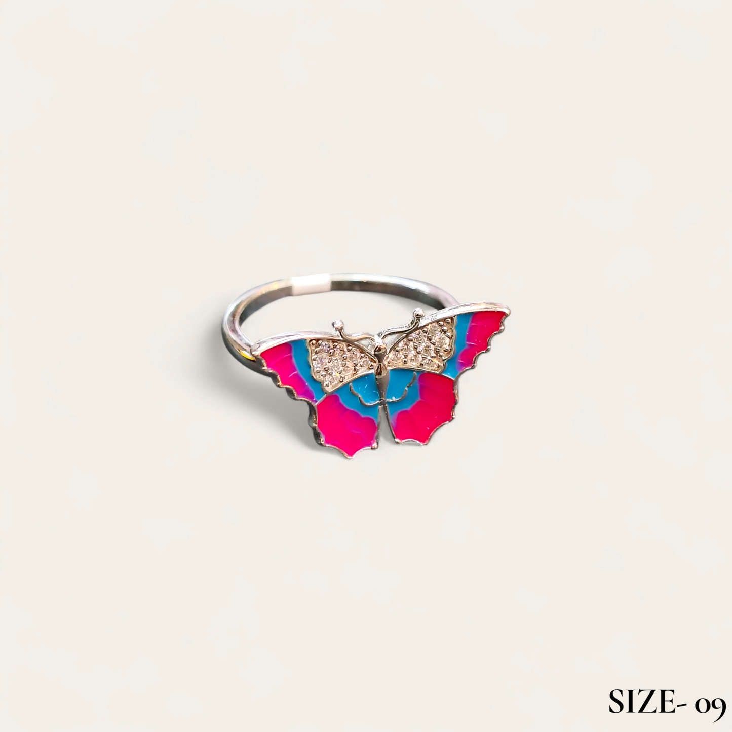 RAJLAXMI HALLMARK 925 SILVER FINGER BUTTERFLY MINAKARI DESIGN RING 1 PIECE FOR WOMEN FOR REGULAR USE - BEST FOR GIFTING (SOLD ON MRP)