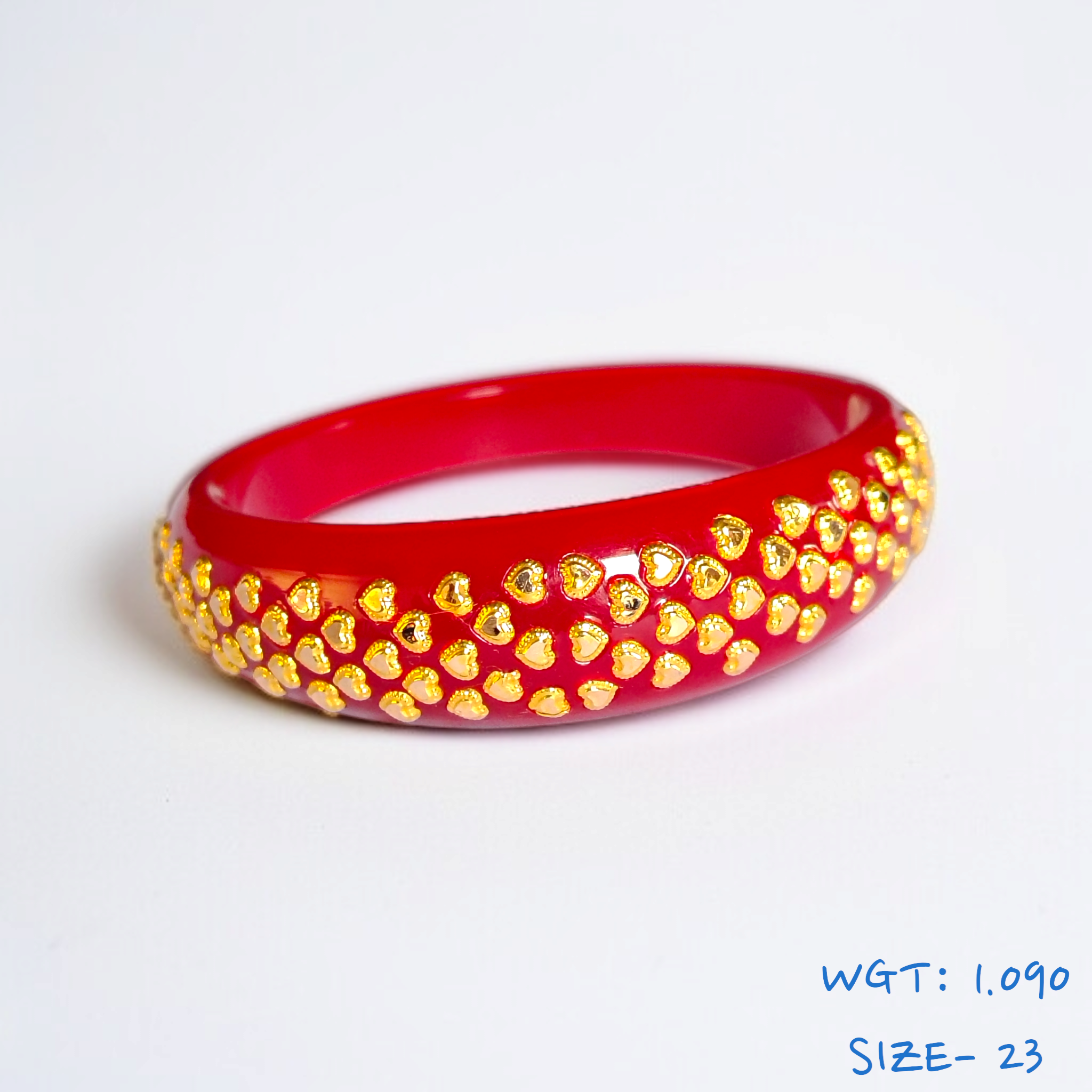 GBP18 (SIZE- 23) RED COLOUR 18KT HALLMARK GOLD BRACELET POLA 1 PIECE FOR MARRIED WOMEN (REGULAR USE) APPROX WGT: 1.090 GM