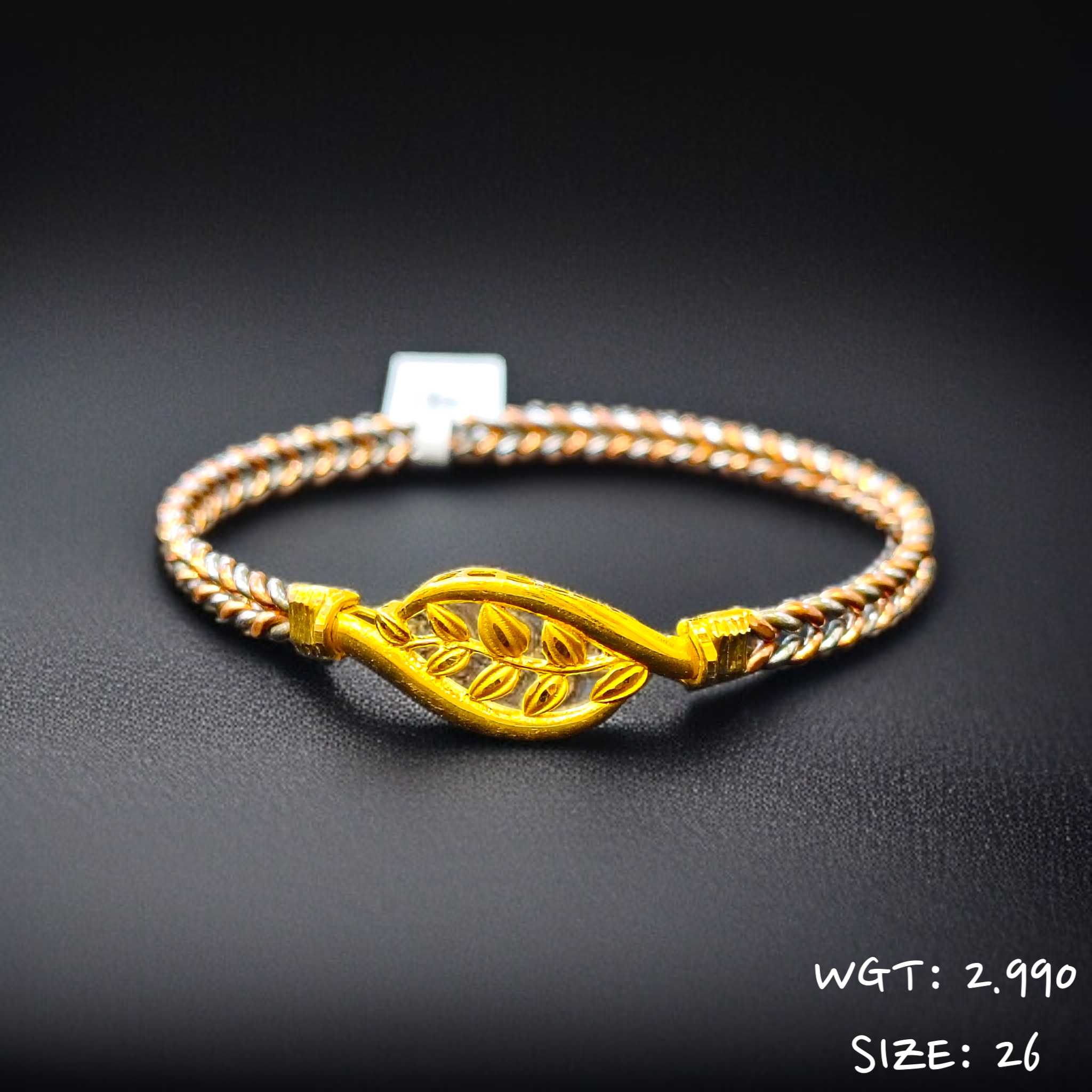 (GSN22) TRJ (SIZE: 26) WGT: 2.990 GM APPROX 22KT HUID HALLMARK GOLD NOA BANGLES 1 PIECE.
