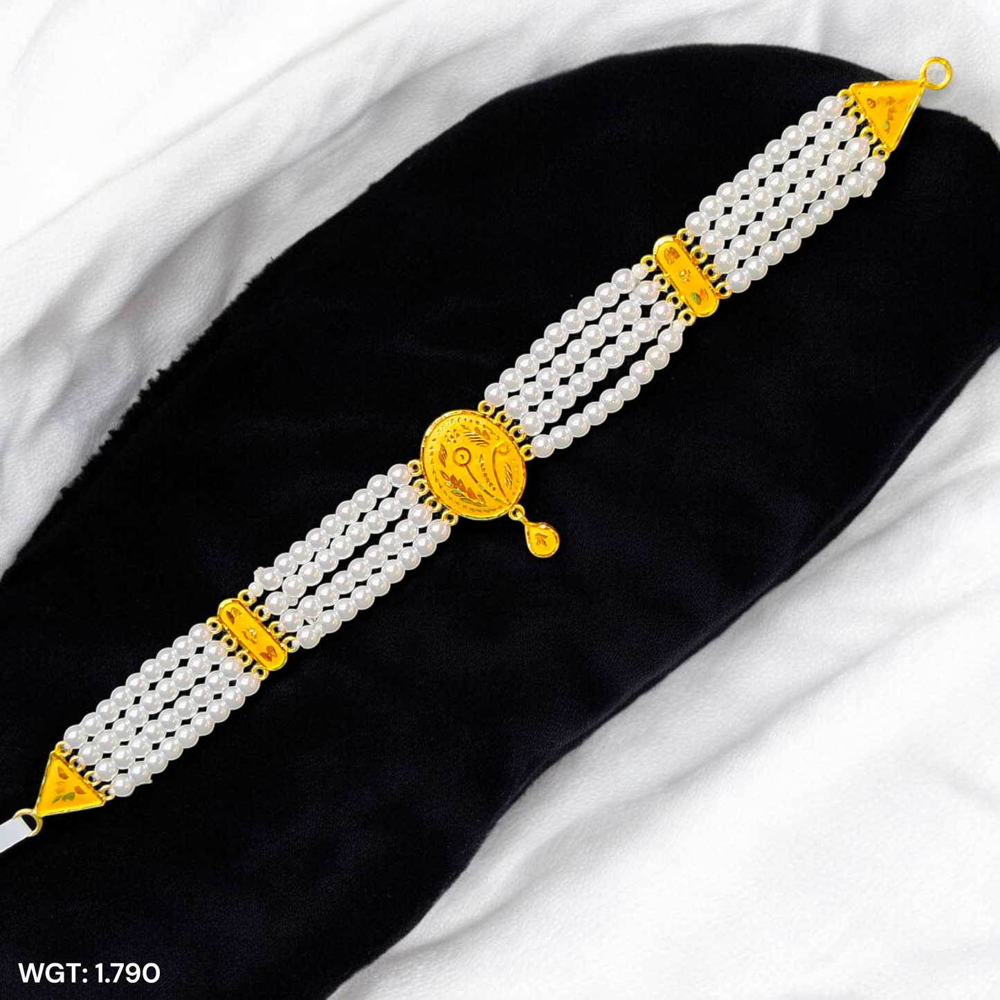 CERTIFIED BIS HUID HALLMARK 916 22KT GOLD MOTI CHOKER 1 PIECE (WGT:1.790 GM) WITH ADJUSTABLE TASSEL FOR GIFT IN MARRIAGE.