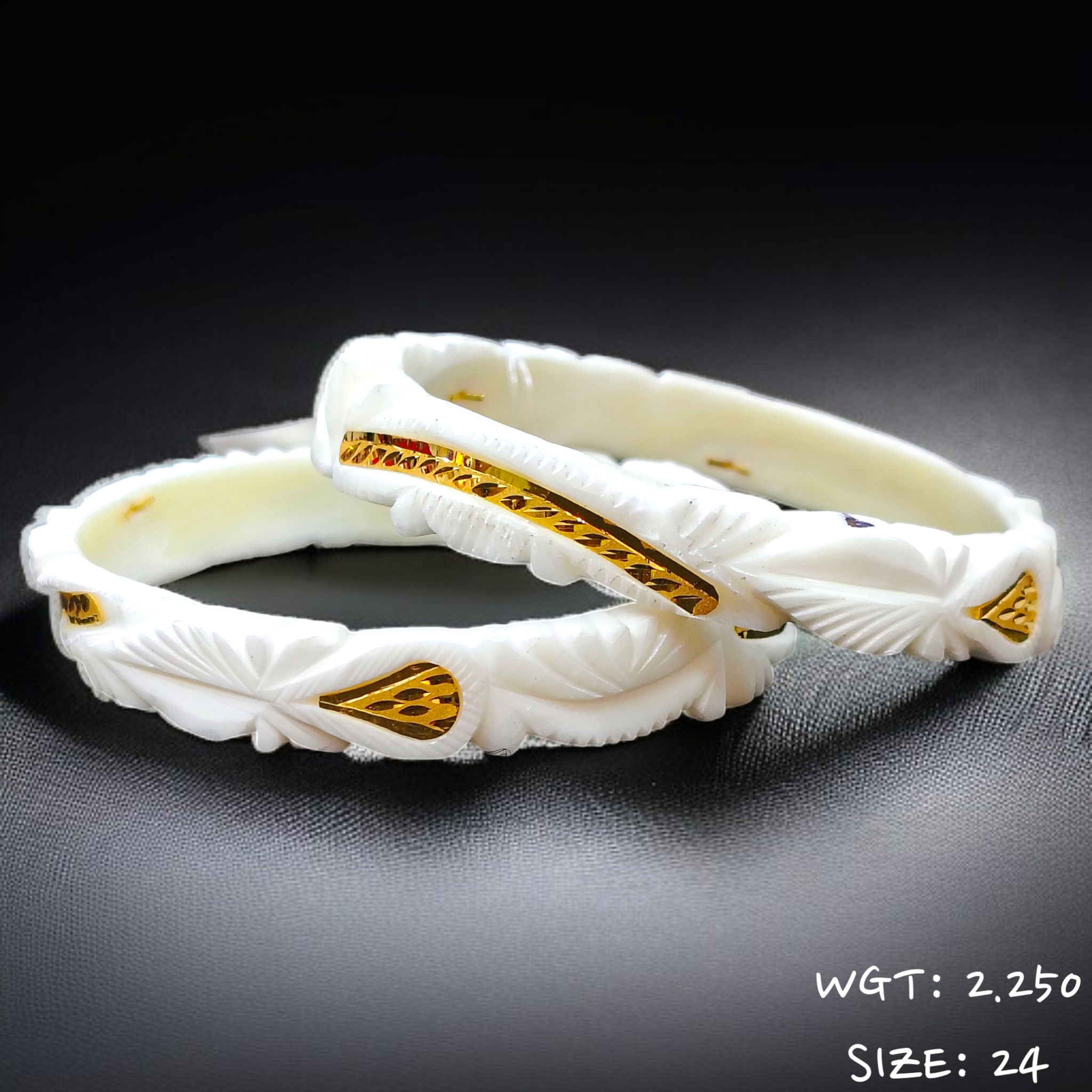 (GSB22) TRJ (SIZE: 24) WGT: 2.250 GM APPROX HUID HALLMARK 22KT GOLD SAKHA BADHANO BANGLES 1 PAIR DESIGN FOR REGULAR USE.