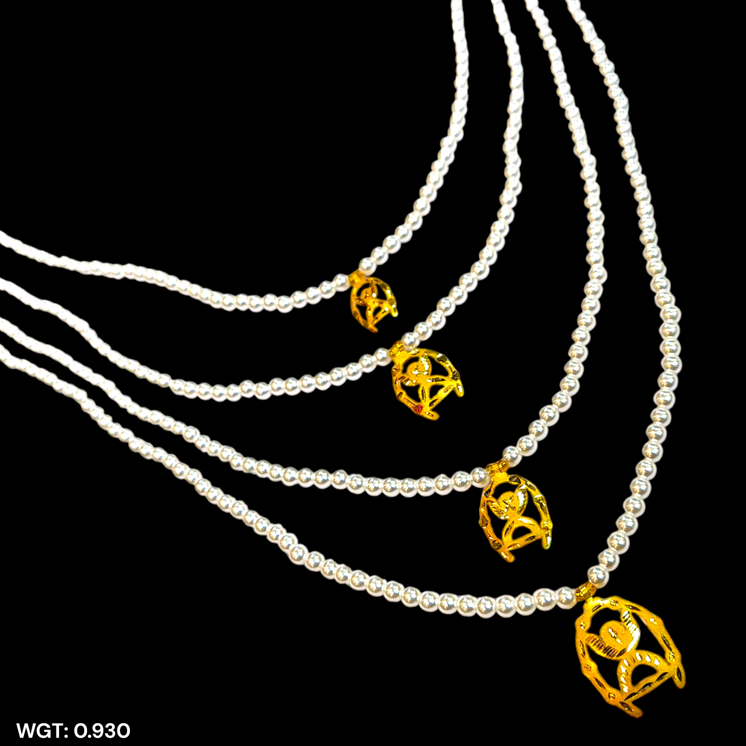 (GMH) TRJ WGT: 0.930 GM APPROX 22KT HUID HALLMARK GOLD MOTI LAHORI NECKLACE 1 PIECE WITH ADJUSTABLE TASSEL.