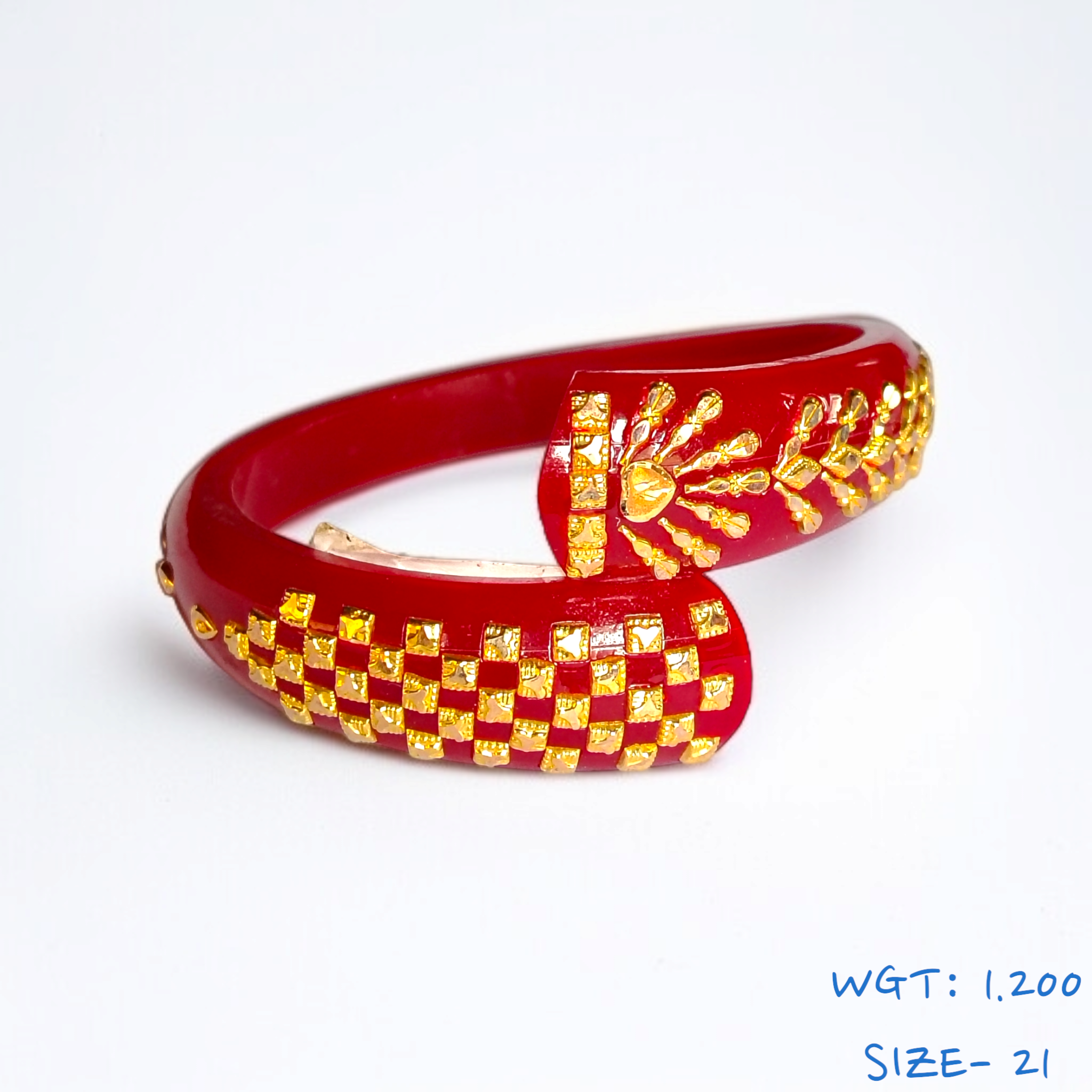 GBP18 (SIZE- 21) RED COLOUR 18KT HALLMARK GOLD BRACELET POLA 1 PIECE FOR MARRIED WOMEN (REGULAR USE) APPROX WGT: 1.200 GM