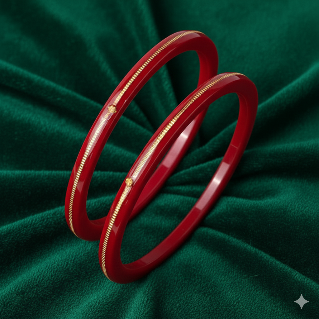 TRJ RED LITES HUID HALLMARK 916 22KT GOLD LAMINATION POLA BADHANO BANGLES FACEBOOK VIRAL POLA 1 PAIR APPROX. WGT: 0.100 GM.(FUTURE EXCHANGE VALUE 25% OF PRODUCT PRICE IN BILL WITH ANY JEWELLERY)..