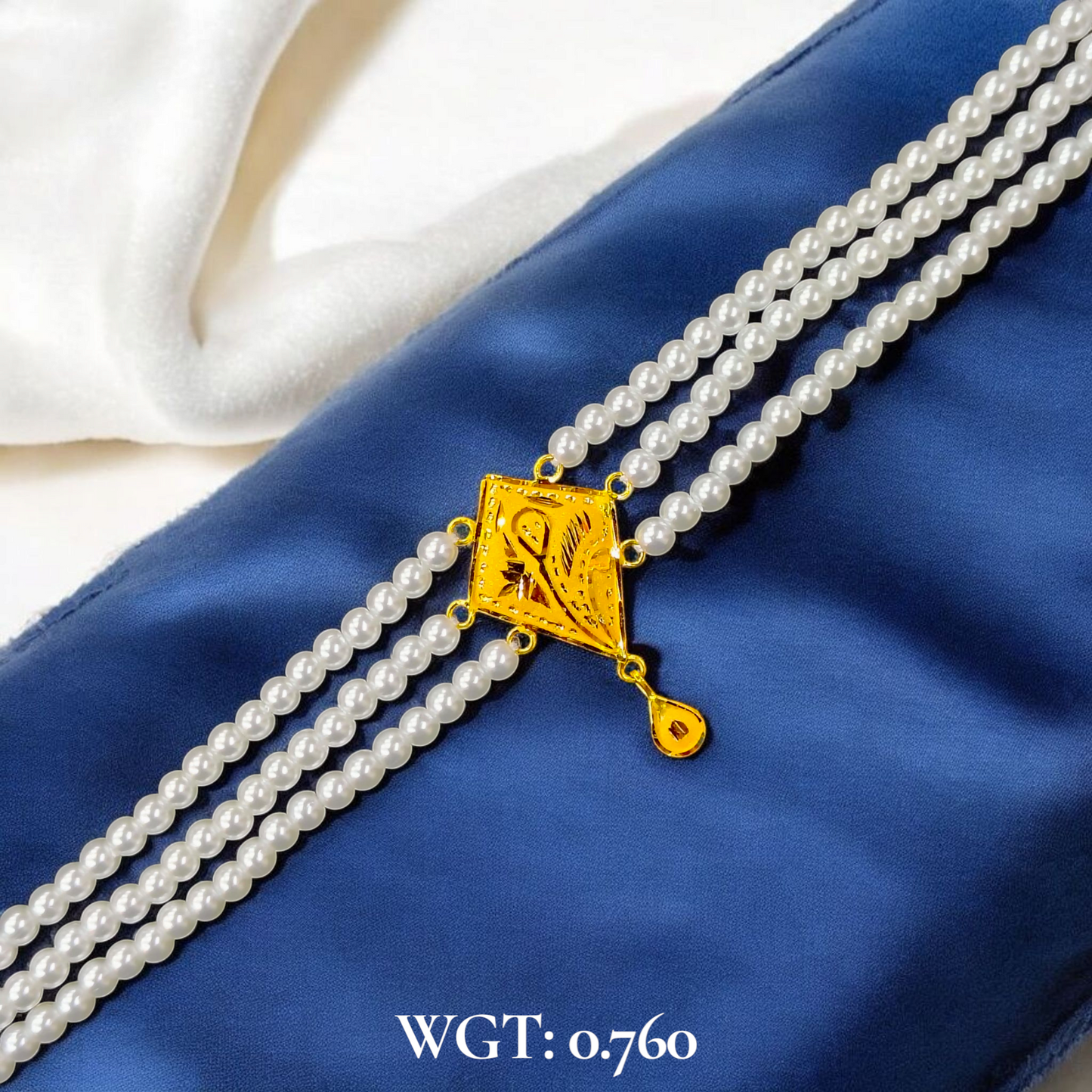 CERTIFIED BIS HUID HALLMARK 916 22KT GOLD MOTI CHOKER 1 PIECE (WGT:0.760 GM) WITH ADJUSTABLE TASSEL FOR GIFT IN MARRIAGE.