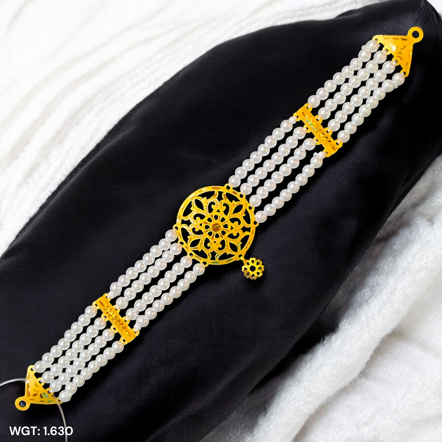 CERTIFIED BIS HUID HALLMARK 916 22KT GOLD MOTI CHOKER 1 PIECE (WGT:1.630 GM) WITH ADJUSTABLE TASSEL FOR GIFT IN MARRIAGE.